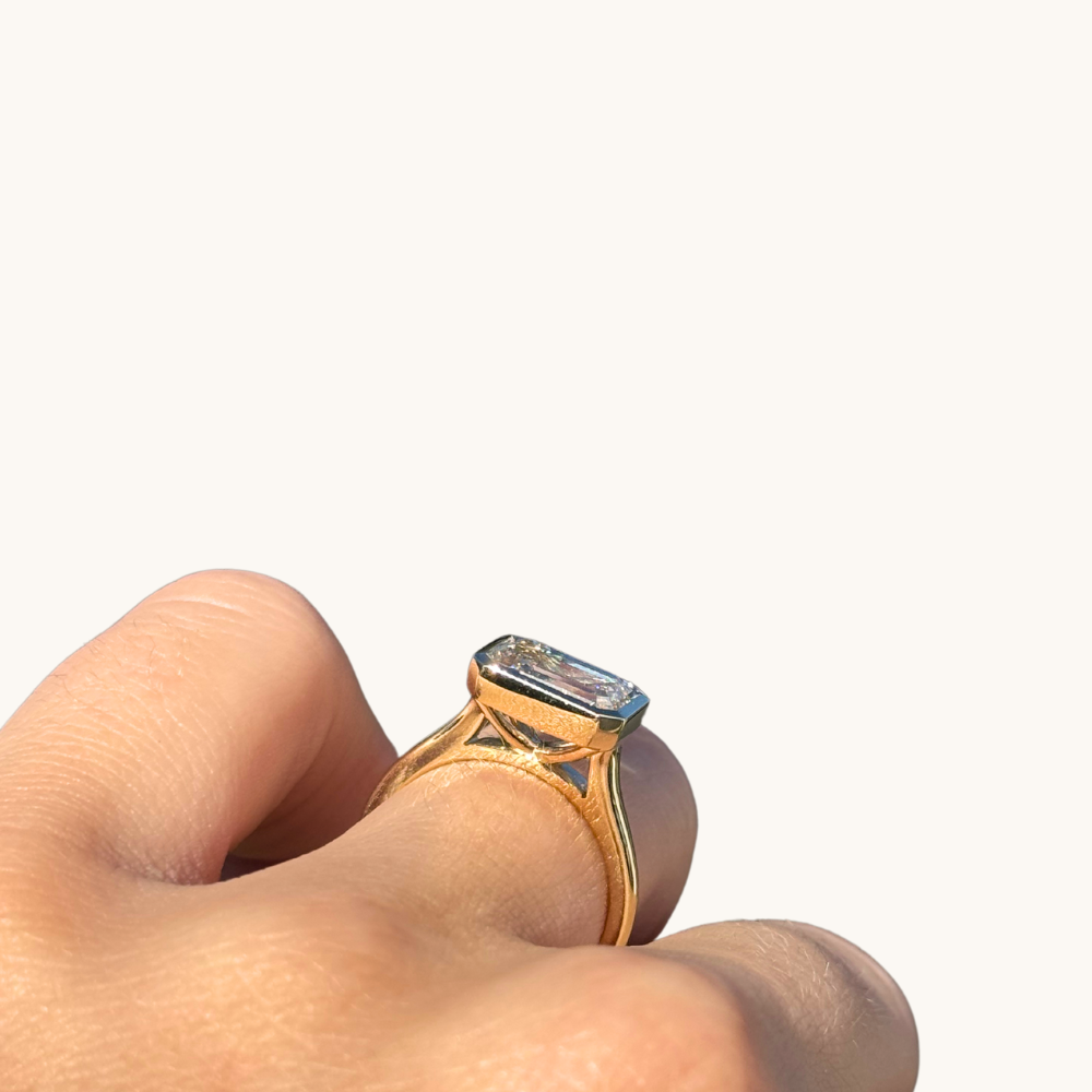 3.29 Emerald Lab Diamond East-West Engagement Ring - Happy Jewelers Fine Jewelry Lifetime Warranty