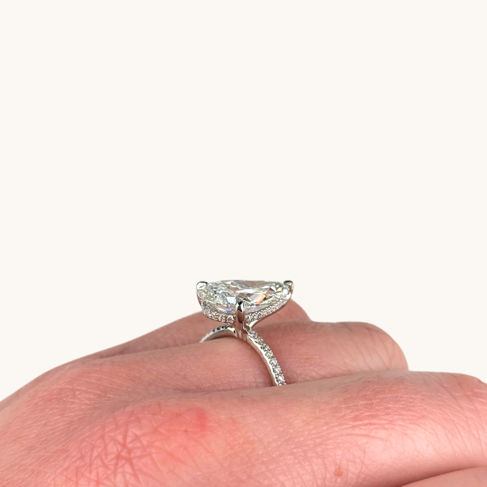 4.67 Pear Lab Diamond Engagement Ring with Hidden Halo - Happy Jewelers Fine Jewelry Lifetime Warranty