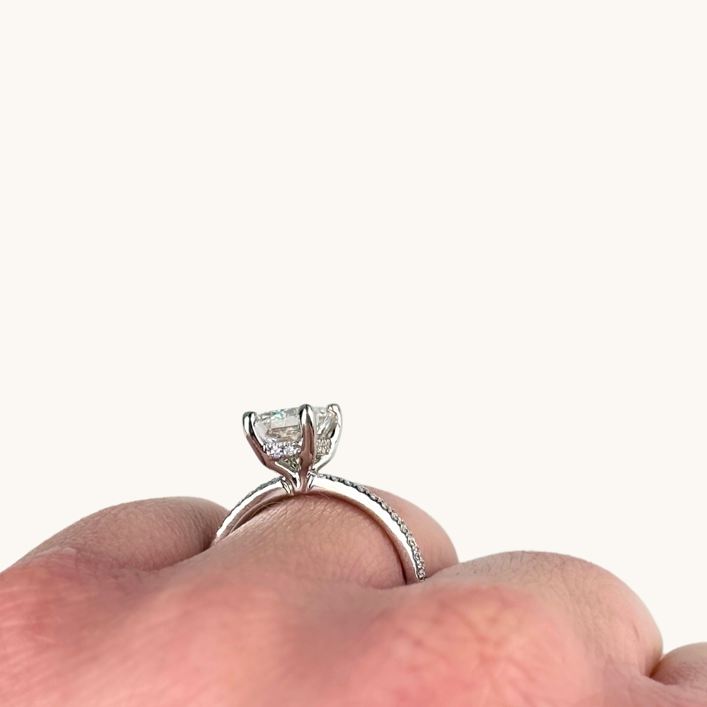 1.70 Emerald Lab Diamond Engagement Ring with Hidden Halo - Happy Jewelers Fine Jewelry Lifetime Warranty