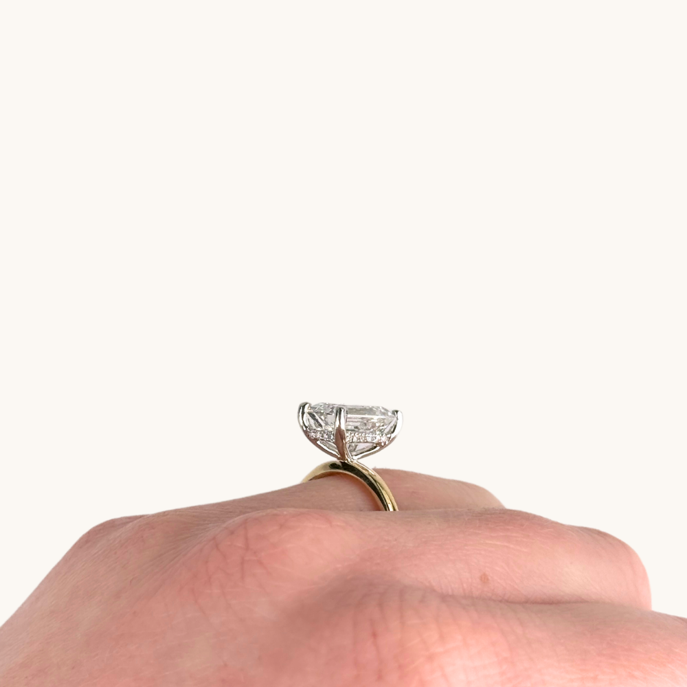 3.75 Emerald Lab Diamond Engagement Ring with Hidden Halo - Happy Jewelers Fine Jewelry Lifetime Warranty