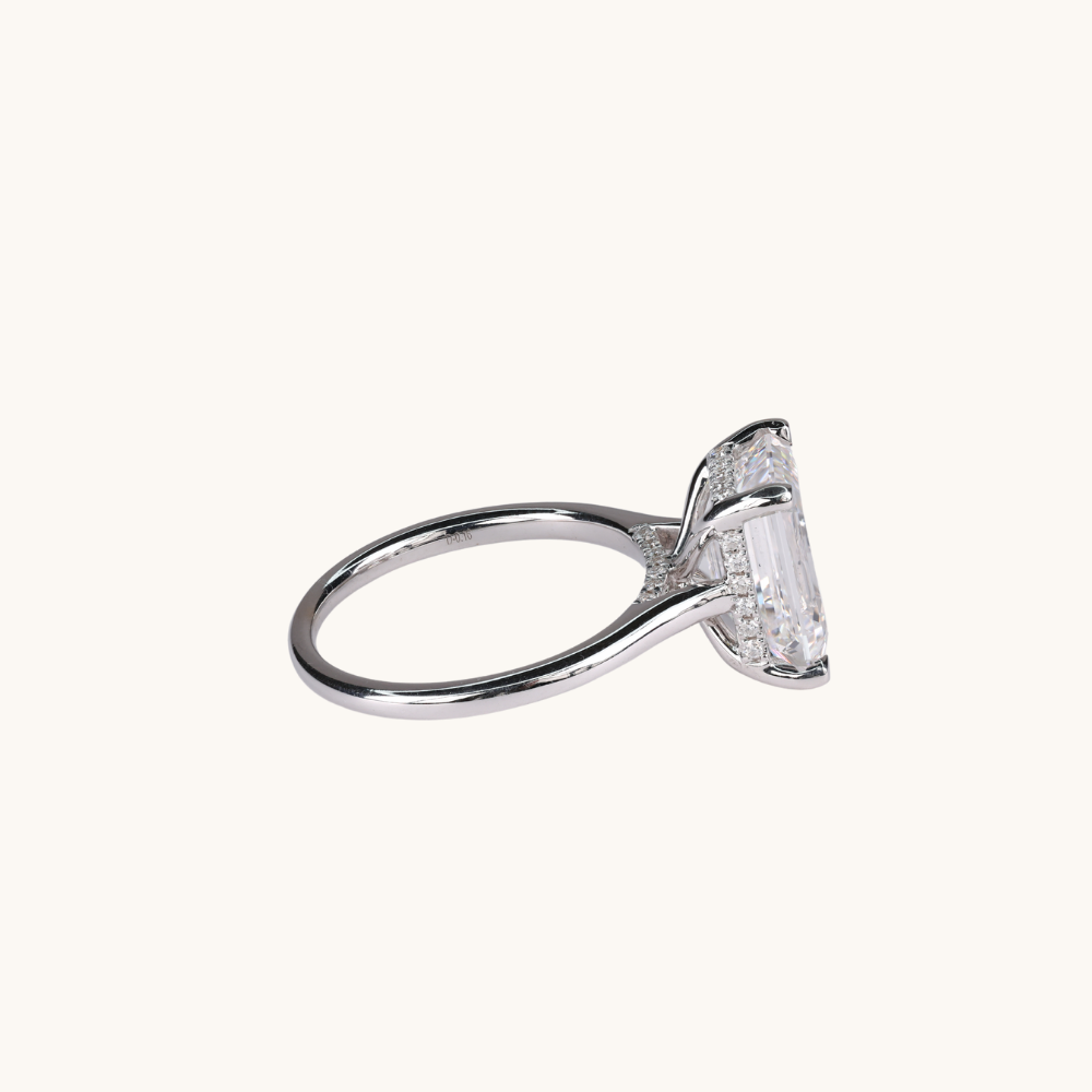 4.22 Emerald Lab Diamond Engagement Ring with Hidden Halo - Happy Jewelers Fine Jewelry Lifetime Warranty