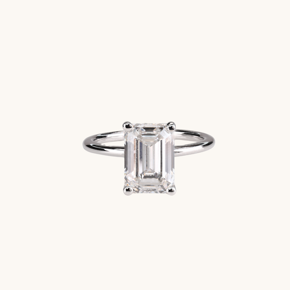 3.70 Emerald Lab Diamond Engagement Ring with Hidden Halo - Happy Jewelers Fine Jewelry Lifetime Warranty