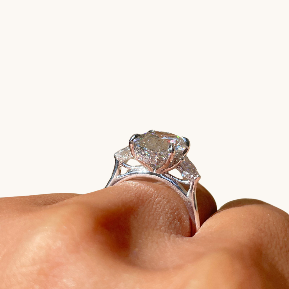 3.73 Oval Lab Diamond 3-Stone Engagement Ring - Happy Jewelers Fine Jewelry Lifetime Warranty