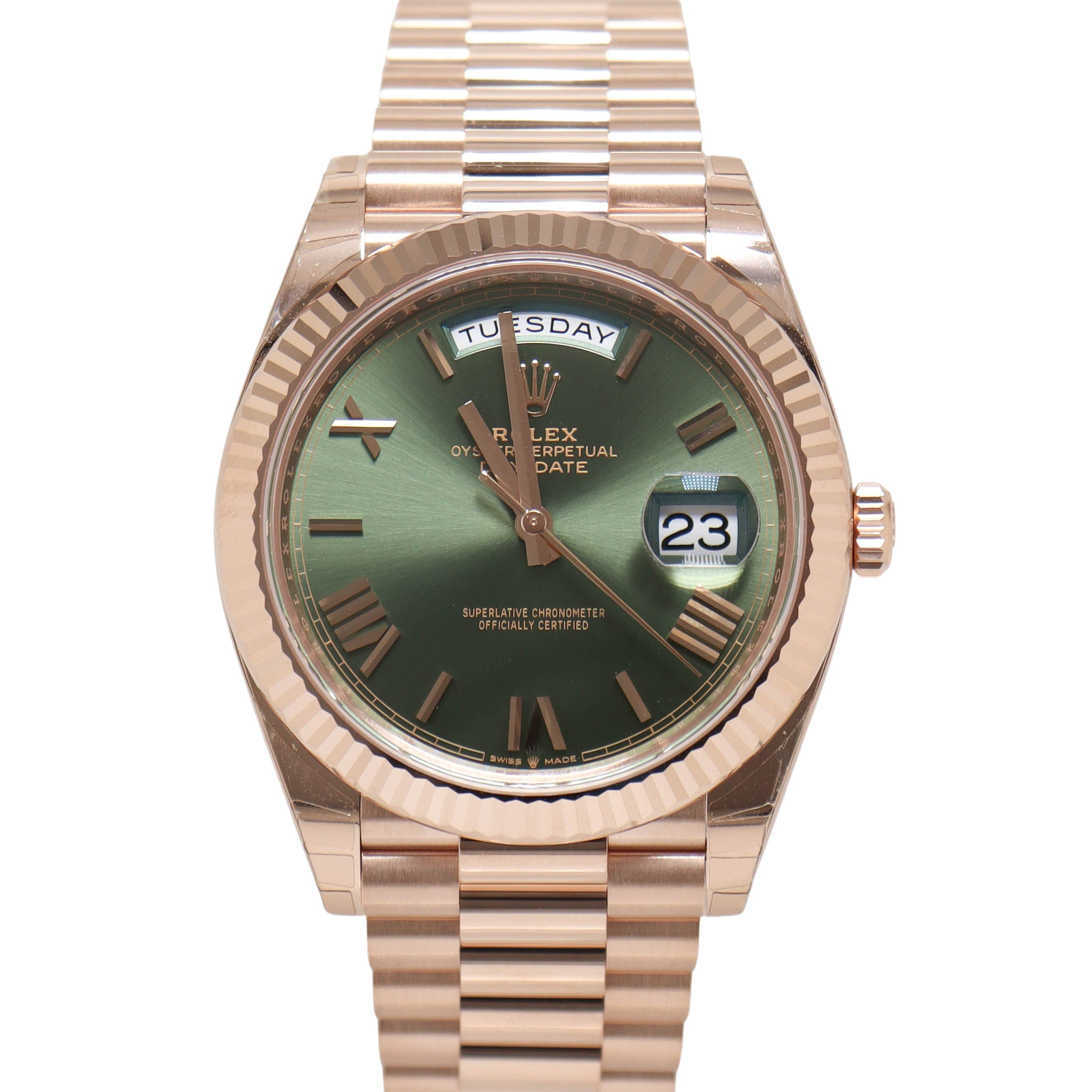 Rolex Day-Date 40mm Olive Dial Watch Ref# 228235 – Happy Jewelers