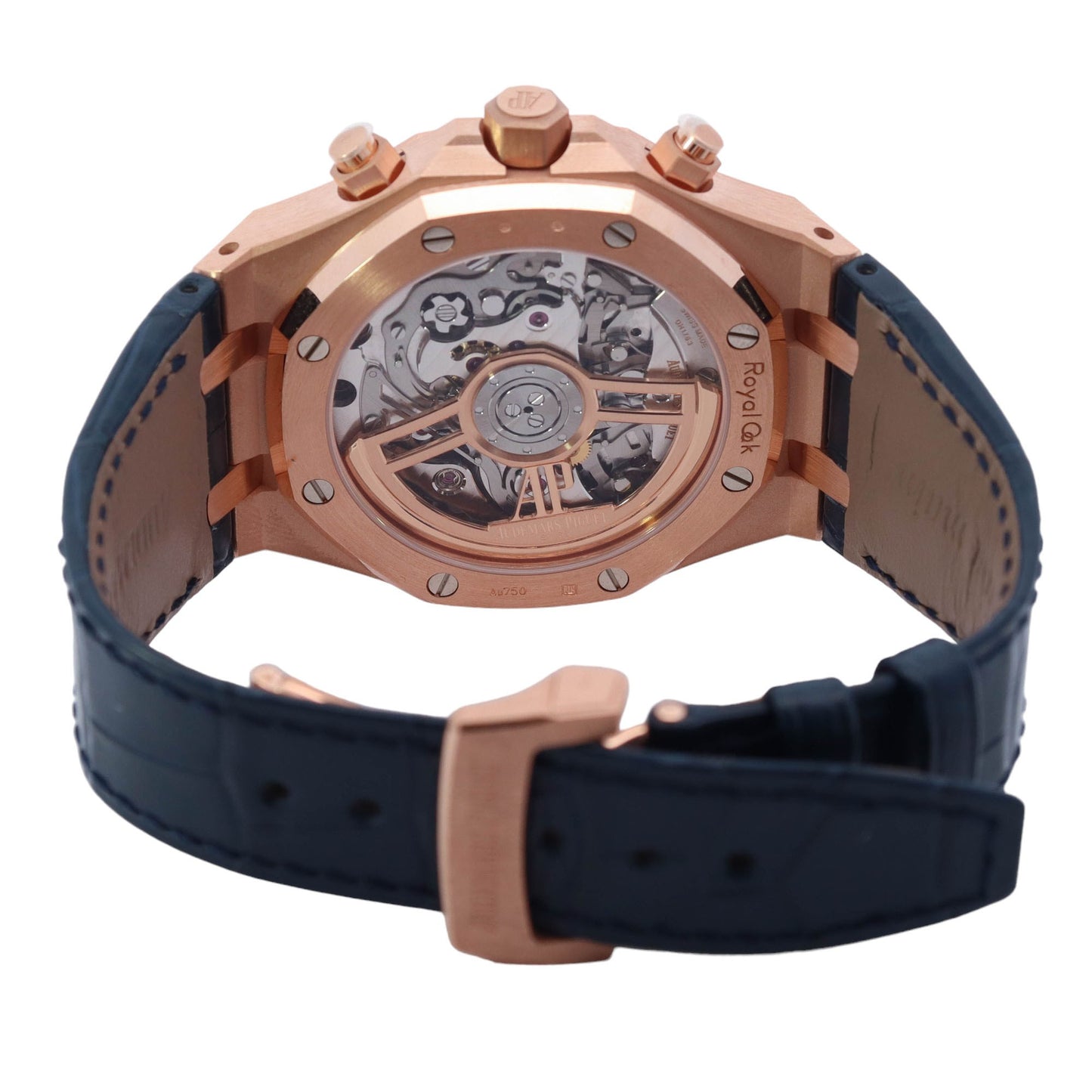 Audemars Piguet Royal Oak 41mm Rose Gold Blue Chronograph Dial Watch Reference# 26240OR.OO.D315CR.02 - Happy Jewelers Fine Jewelry Lifetime Warranty