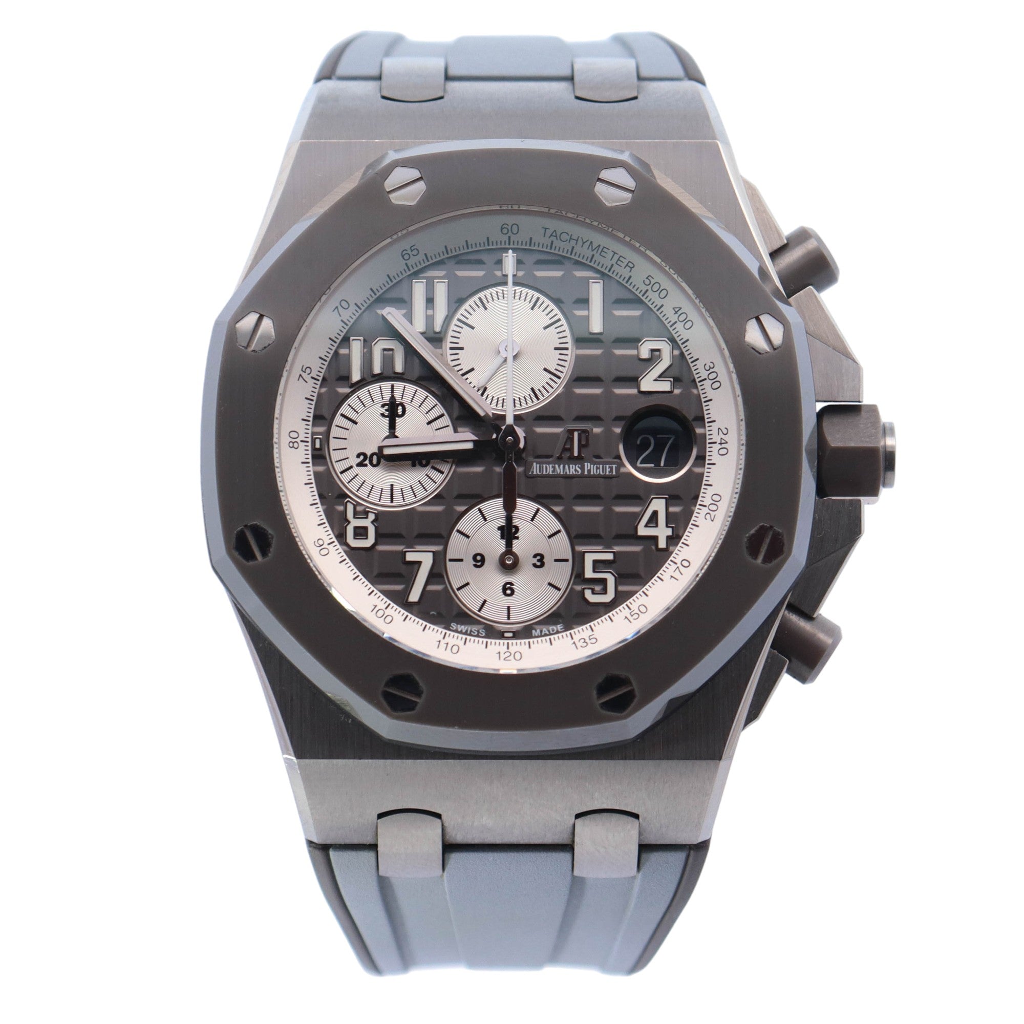 Audemars Piguet Royal Oak Offshore Titanium 42mm Grey Chronograph Dial Watch Reference# 26470IO.OO.A006CA.01 - Happy Jewelers Fine Jewelry Lifetime Warranty