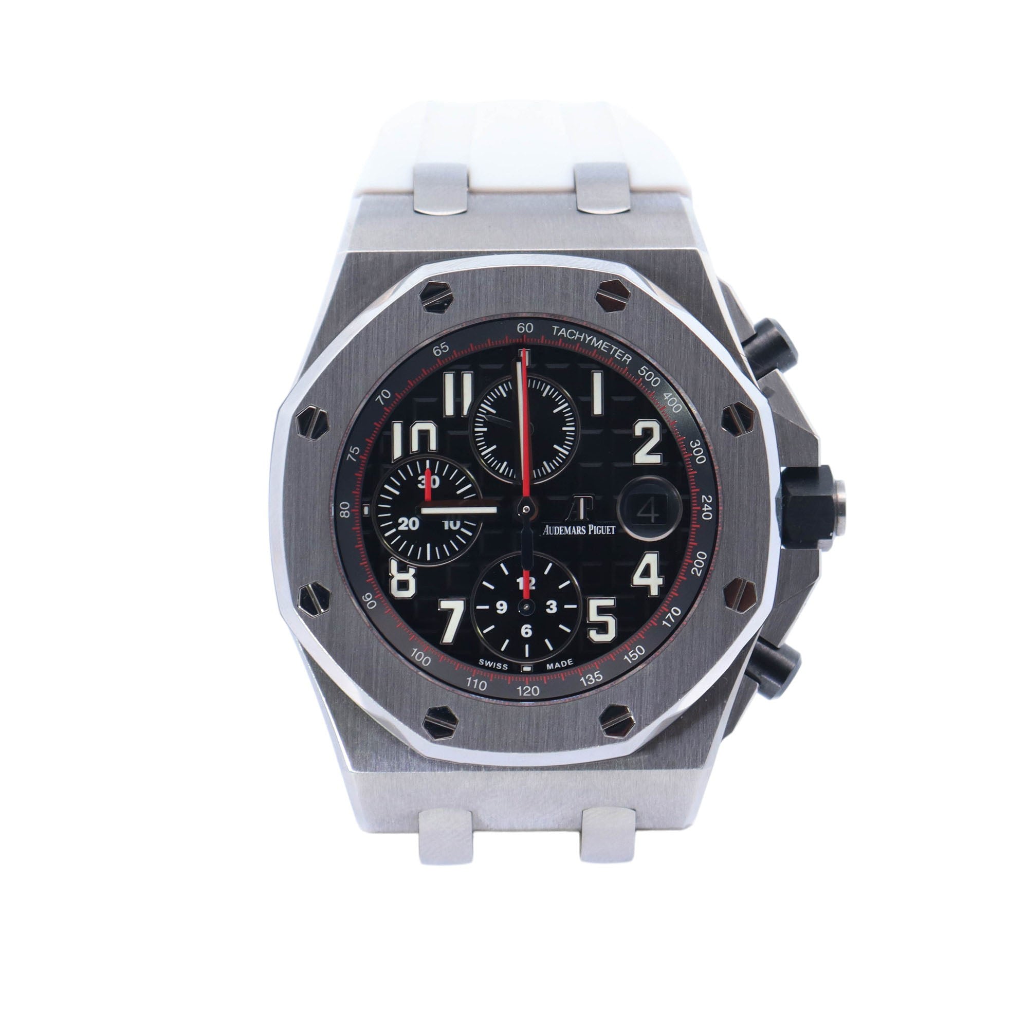 Audemars Piguet Royal Oak Offshore Stainless Steel 42mm Black Chronograph Dial Watch Reference# 26470ST.OO.A101CR.01 - Happy Jewelers Fine Jewelry Lifetime Warranty