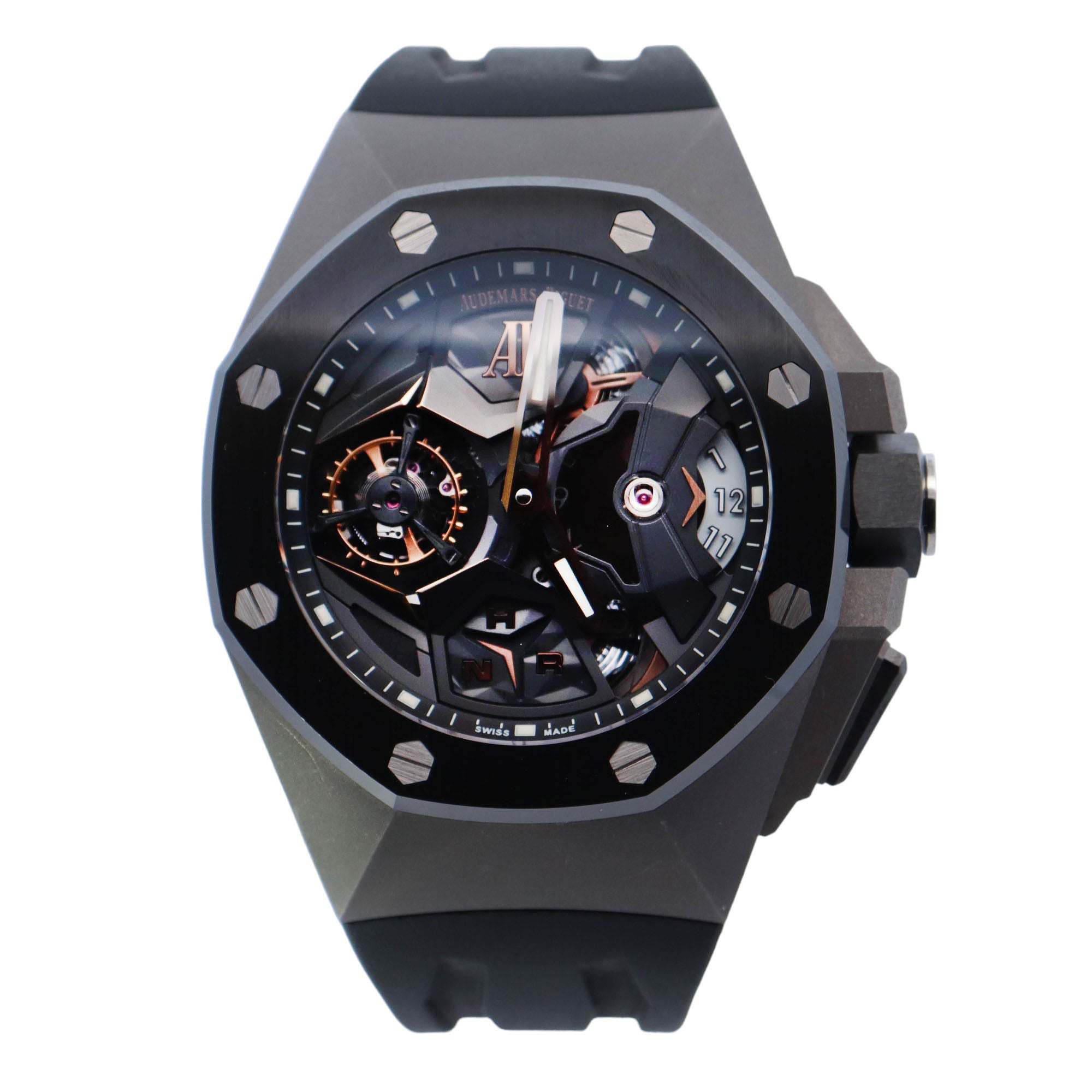 Audemars Piguet Royal Oak Concept Flying Tourbillon GMT Titanium 44mm Openworked Dot Dial Watch Reference# 26589IO.OO.D002CA.01 - Happy Jewelers Fine Jewelry Lifetime Warranty