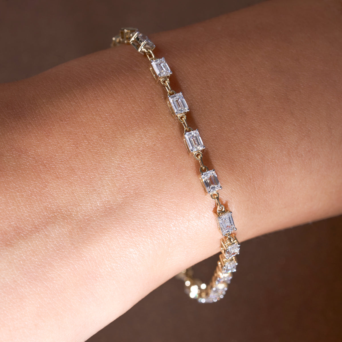 Lab Emerald Diamond Spaced Tennis Bracelet