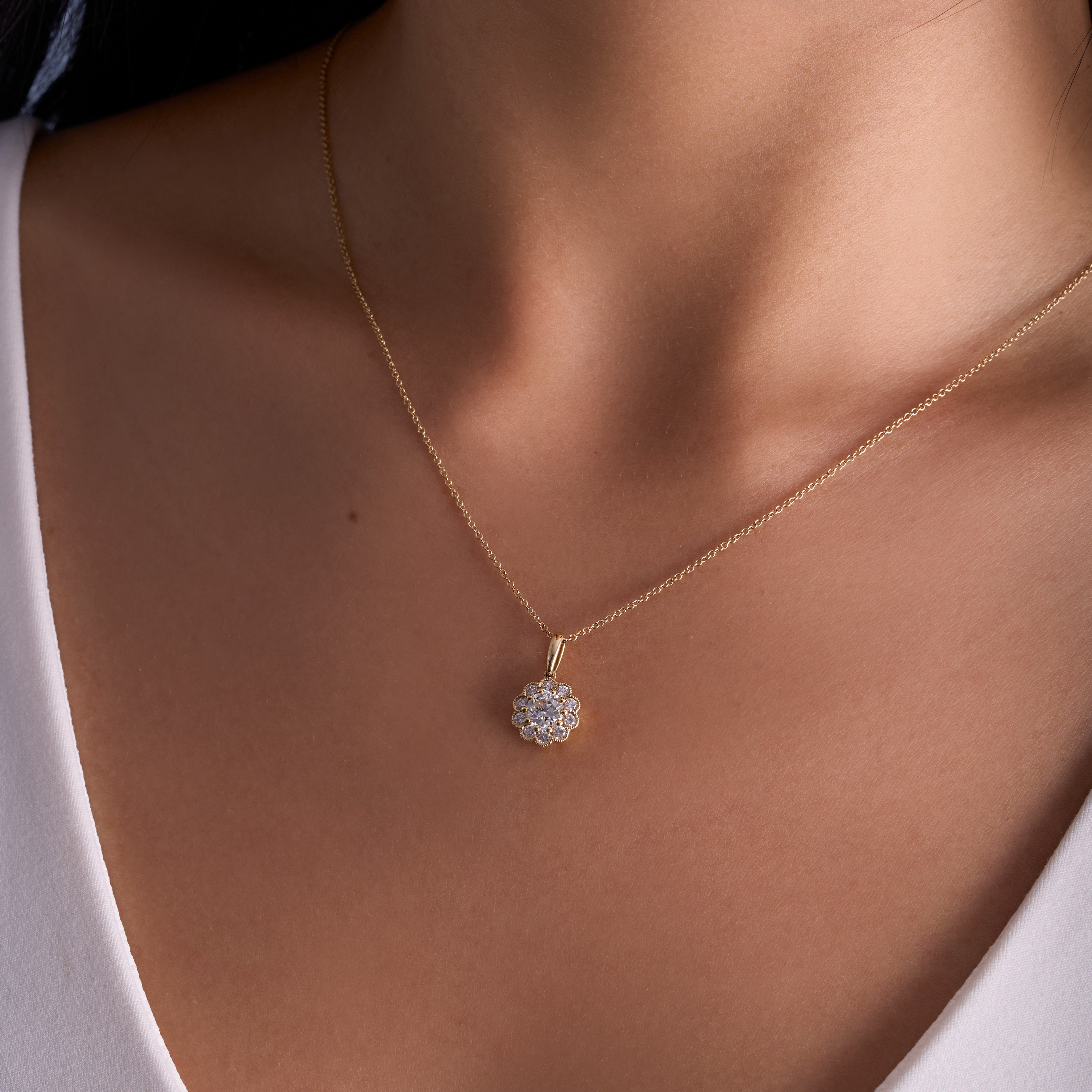 Flower Cluster Diamond Pendant