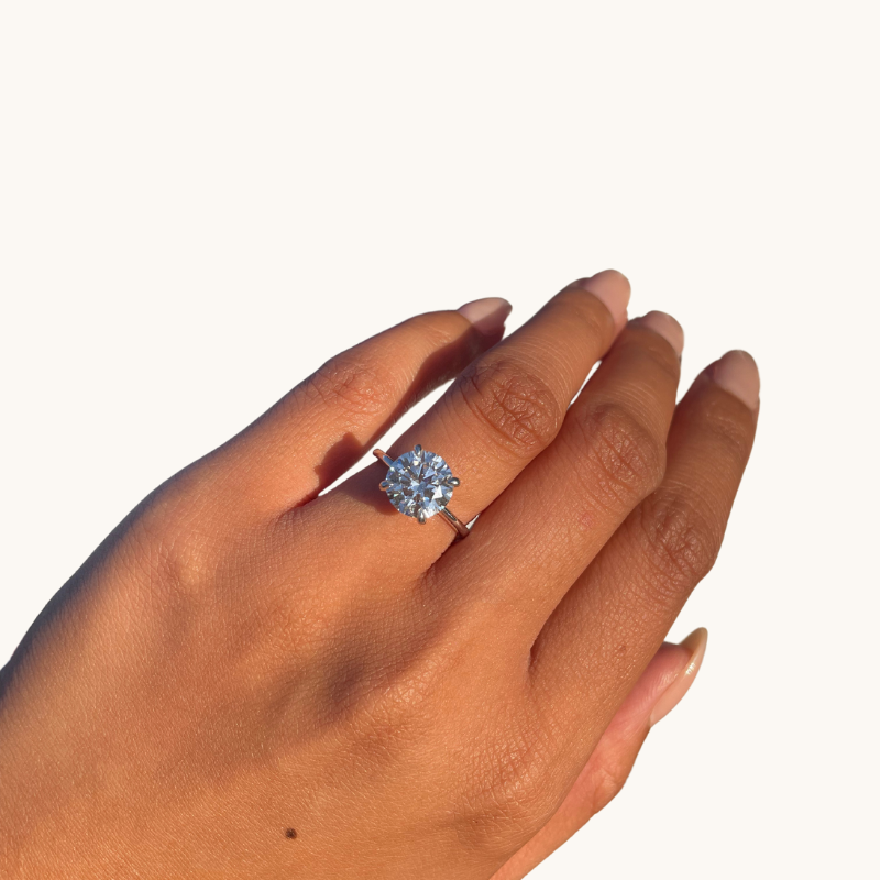 3.01 Round Lab Diamond Engagement Ring with Hidden Halo - Happy Jewelers Fine Jewelry Lifetime Warranty