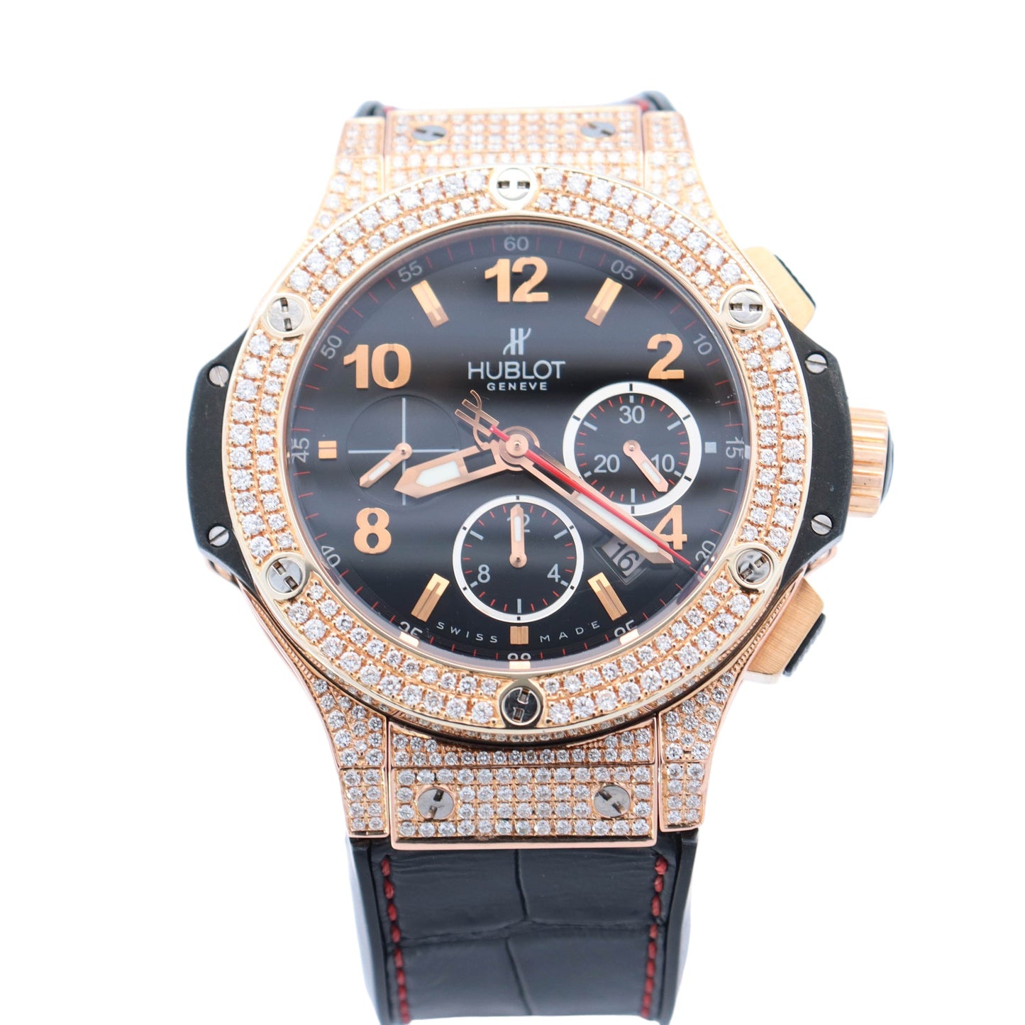 Hublot Big Bang 44mm Rose Gold Black Chronograph Dial Watch Reference# 301.PX.130.RX - Happy Jewelers Fine Jewelry Lifetime Warranty