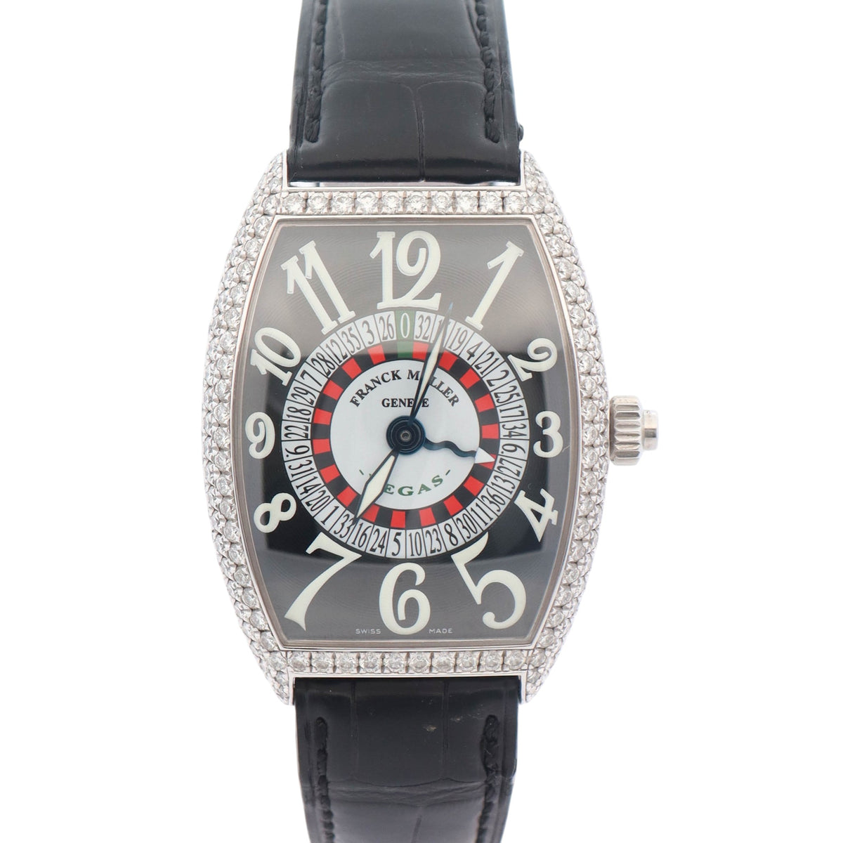 Franck Muller Vegas D White Gold 34mm x 46mm Black Roulette Dial Watch Ref# 6850 VEGAS D