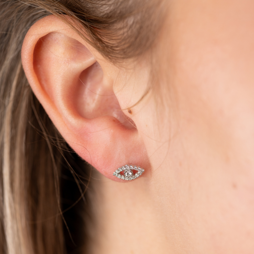 Diamond Evil Eye Stud Earrings - Happy Jewelers Fine Jewelry Lifetime Warranty