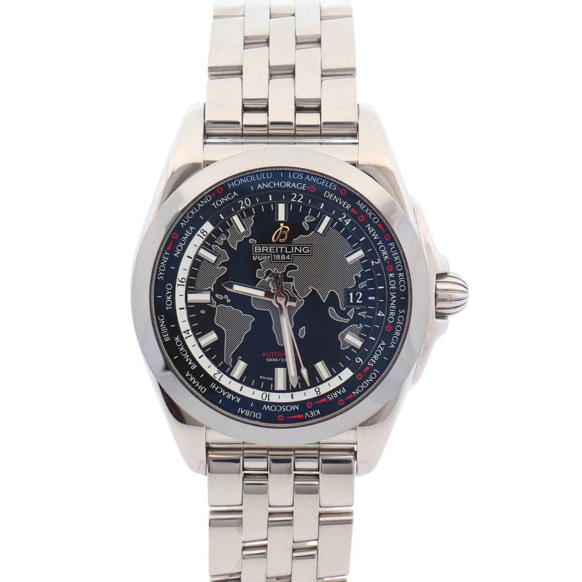 Breitling Galactic Unitime 44mm Black Dial Watch Ref# WB3510 - Happy Jewelers Fine Jewelry Lifetime Warranty