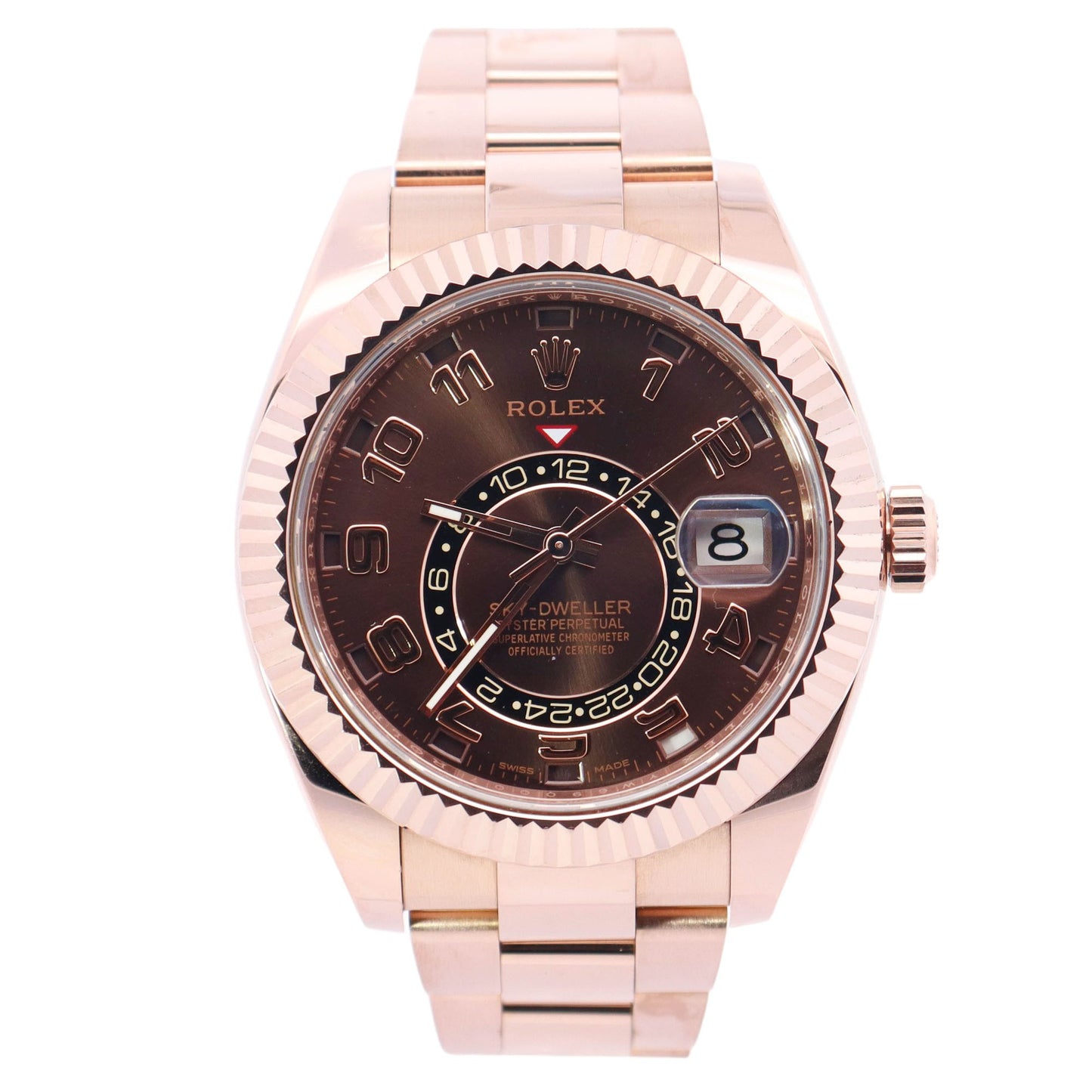 Rolex Sky-Dweller Rose Gold 42mm Chocolate Arabic Dial Watch Reference# 326935 - Happy Jewelers Fine Jewelry Lifetime Warranty