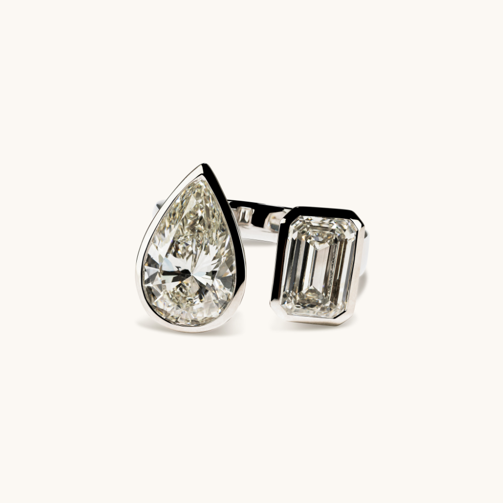 Pear and Emerald Toi et Moi Lab Diamond Engagement Ring - Happy Jewelers Fine Jewelry Lifetime Warranty