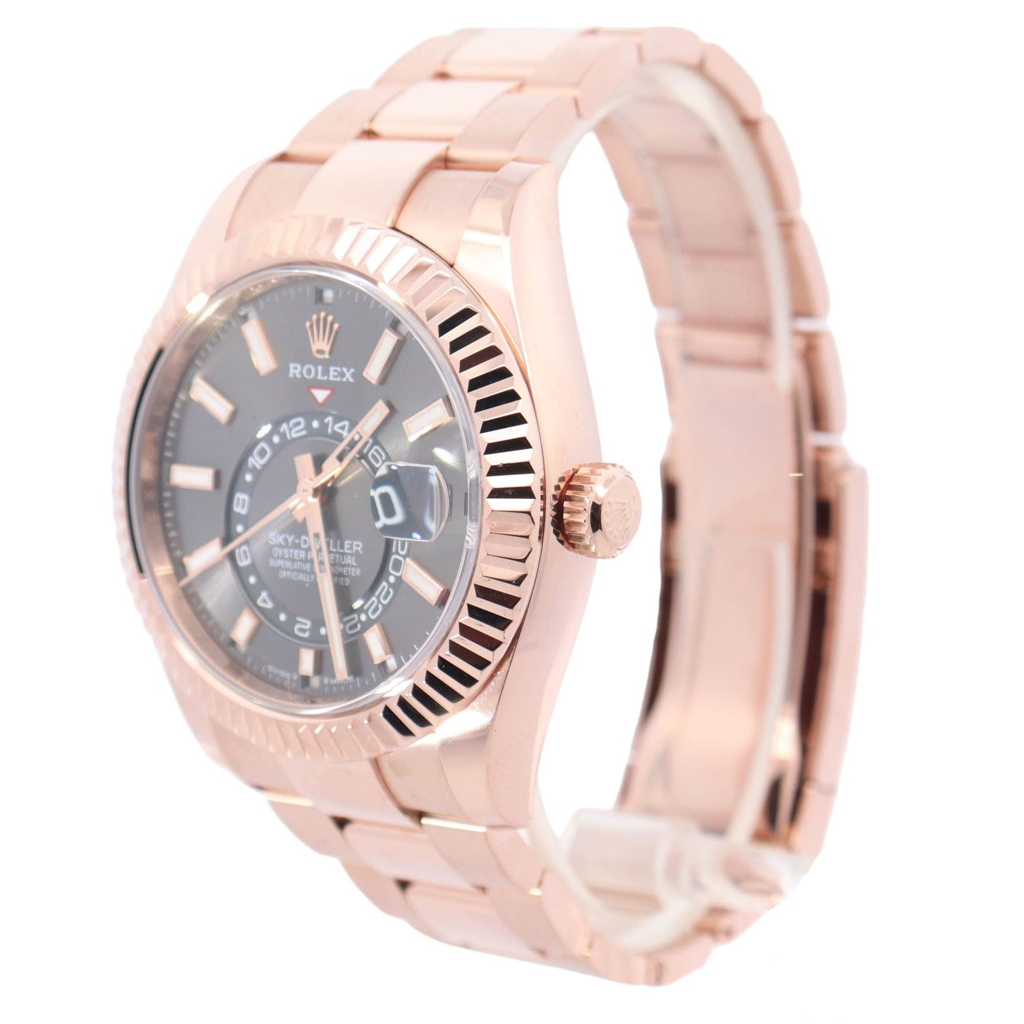 Rolex Sky-Dweller Rose Gold 42mm Rhodium Stick Dial Watch Reference# 336935