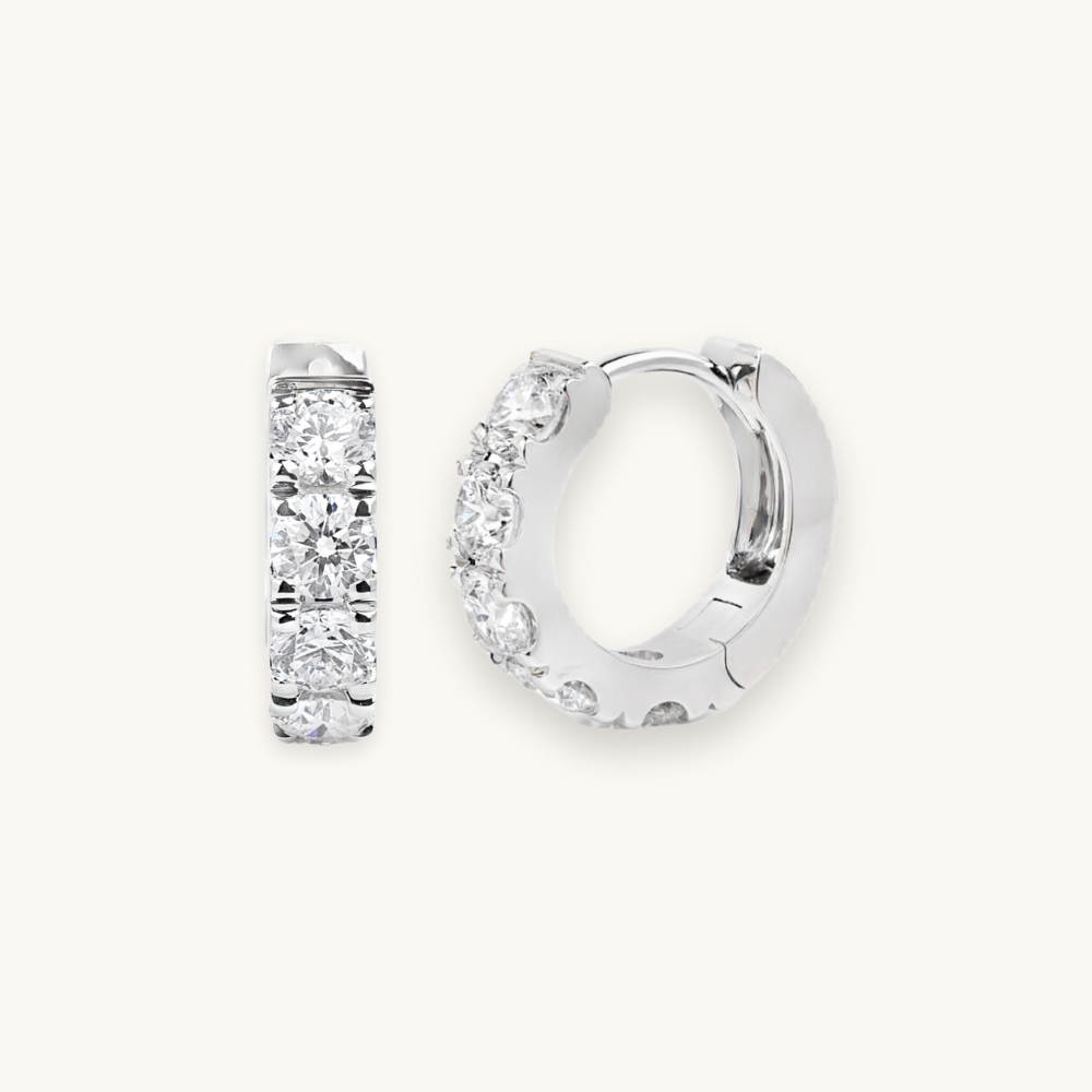 Round Lab Diamond Chunky Huggie Hoops - Happy Jewelers Fine Jewelry Lifetime Warranty