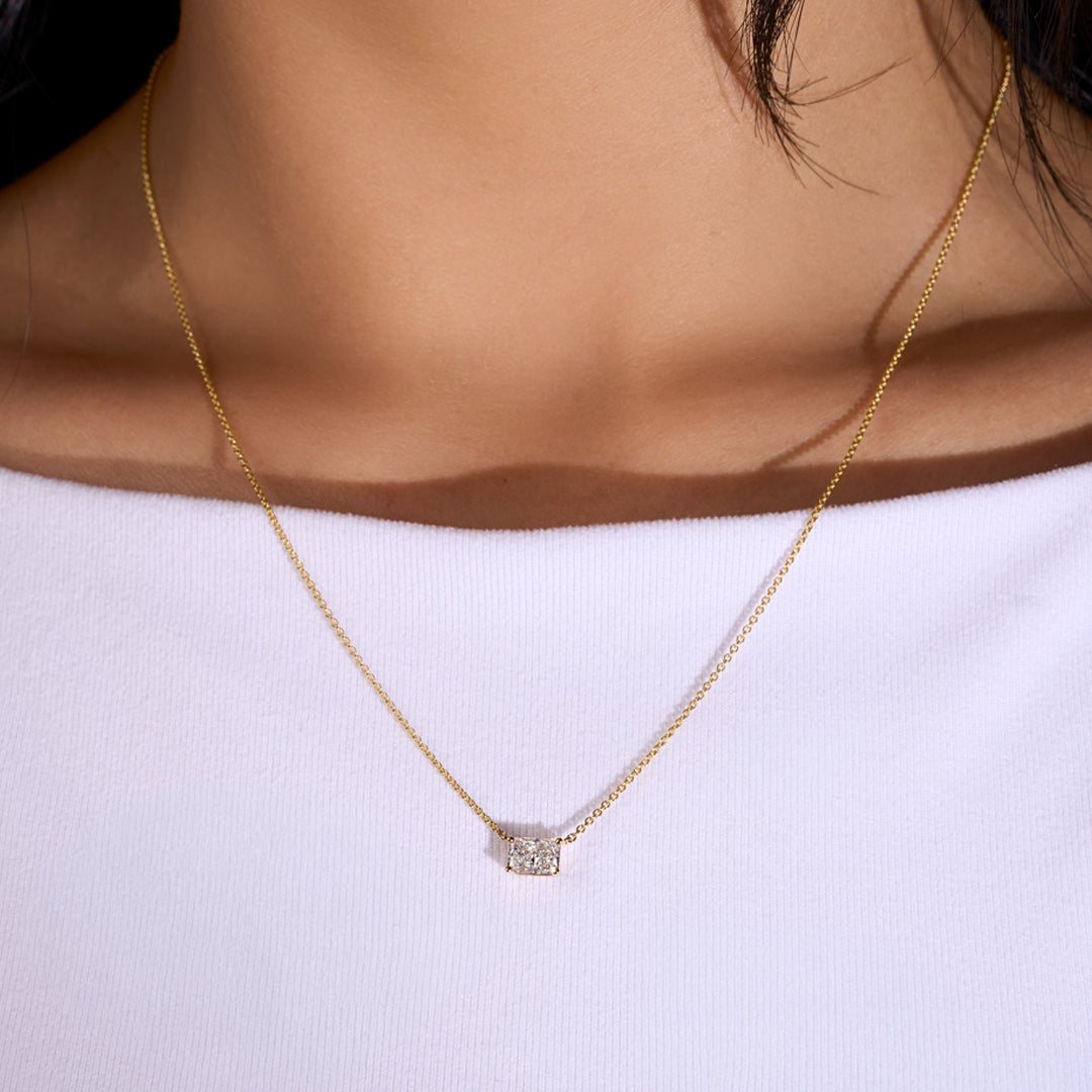 East-West Lab Radiant Diamond Solitaire Pendant