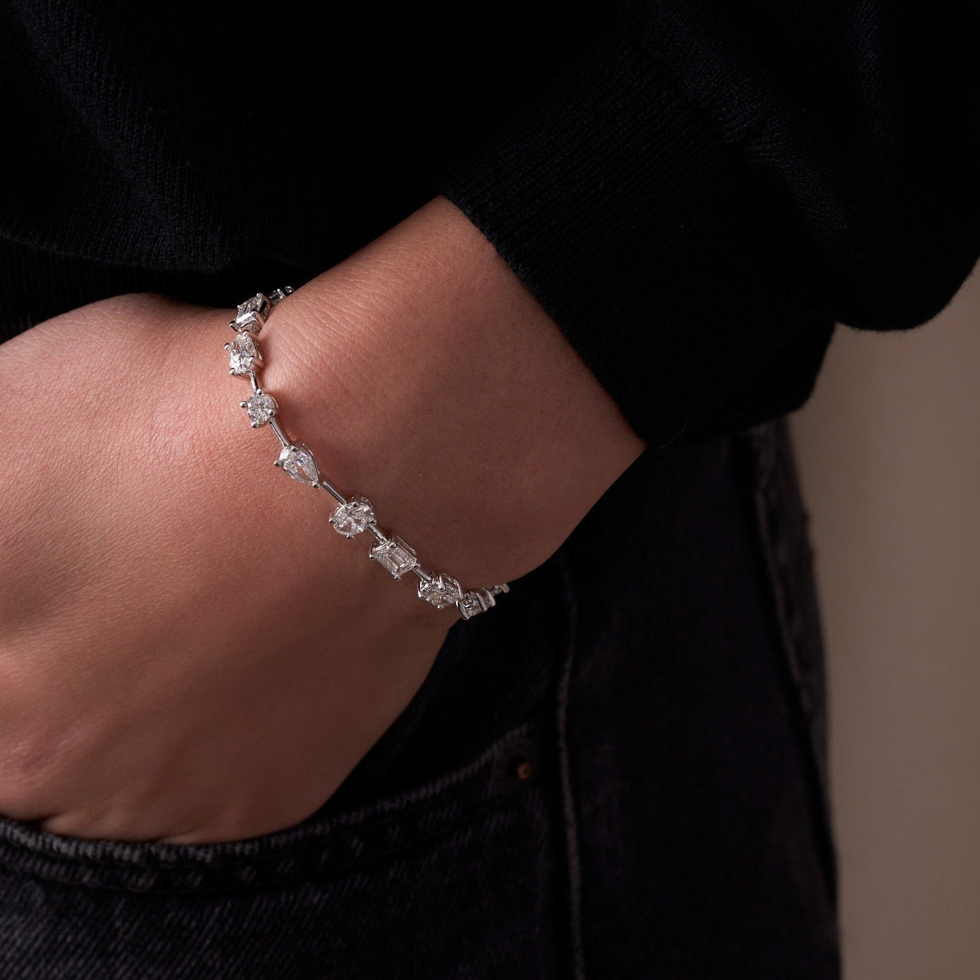 Labgrown East West Multi Diamond Spaced Tennis Bracelet - Happy Jewelers Fine Jewelry Lifetime Warranty