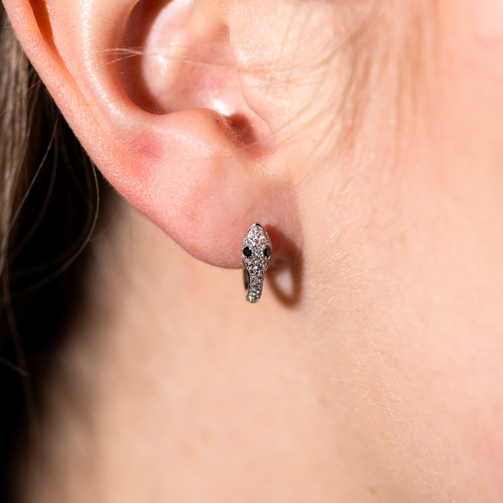 Diamond Snake Huggie Earrings - Happy Jewelers Fine Jewelry Lifetime Warranty
