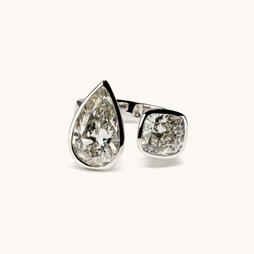 Pear and Cushion Toi et Moi Lab Diamond Engagement Ring - Happy Jewelers Fine Jewelry Lifetime Warranty