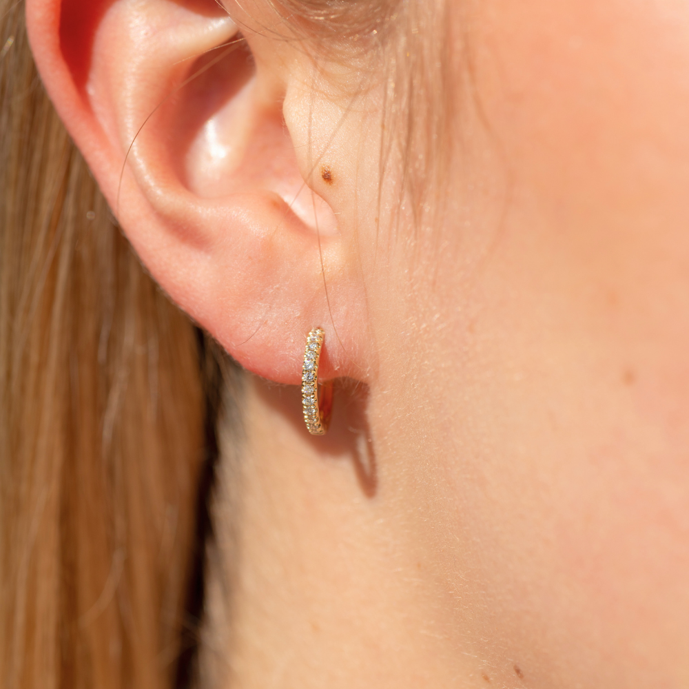 Petite Classic Diamond Huggie Earrings - Happy Jewelers Fine Jewelry Lifetime Warranty