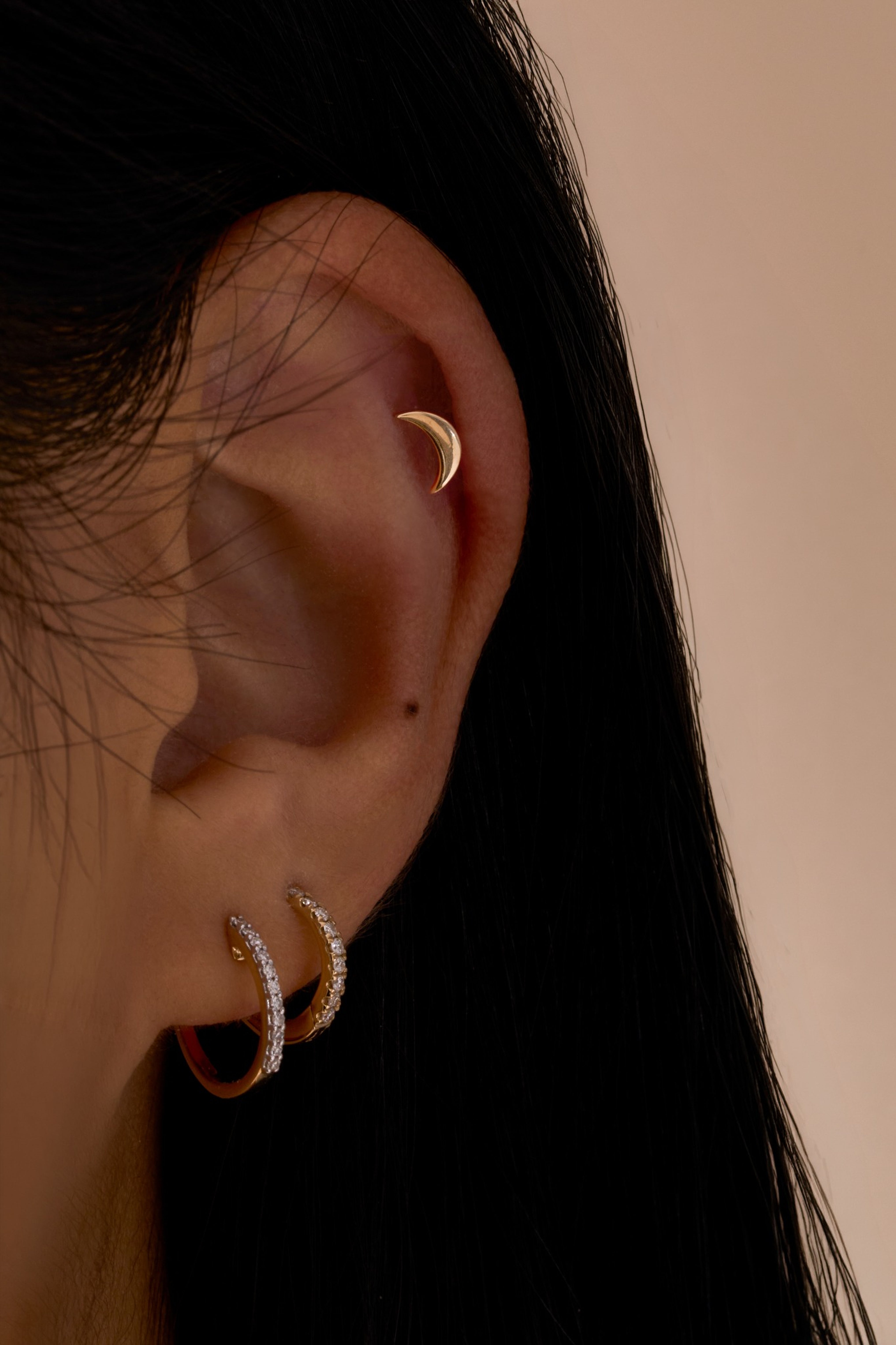 Moon Flat Back Single Stud Earring - Happy Jewelers Fine Jewelry Lifetime Warranty