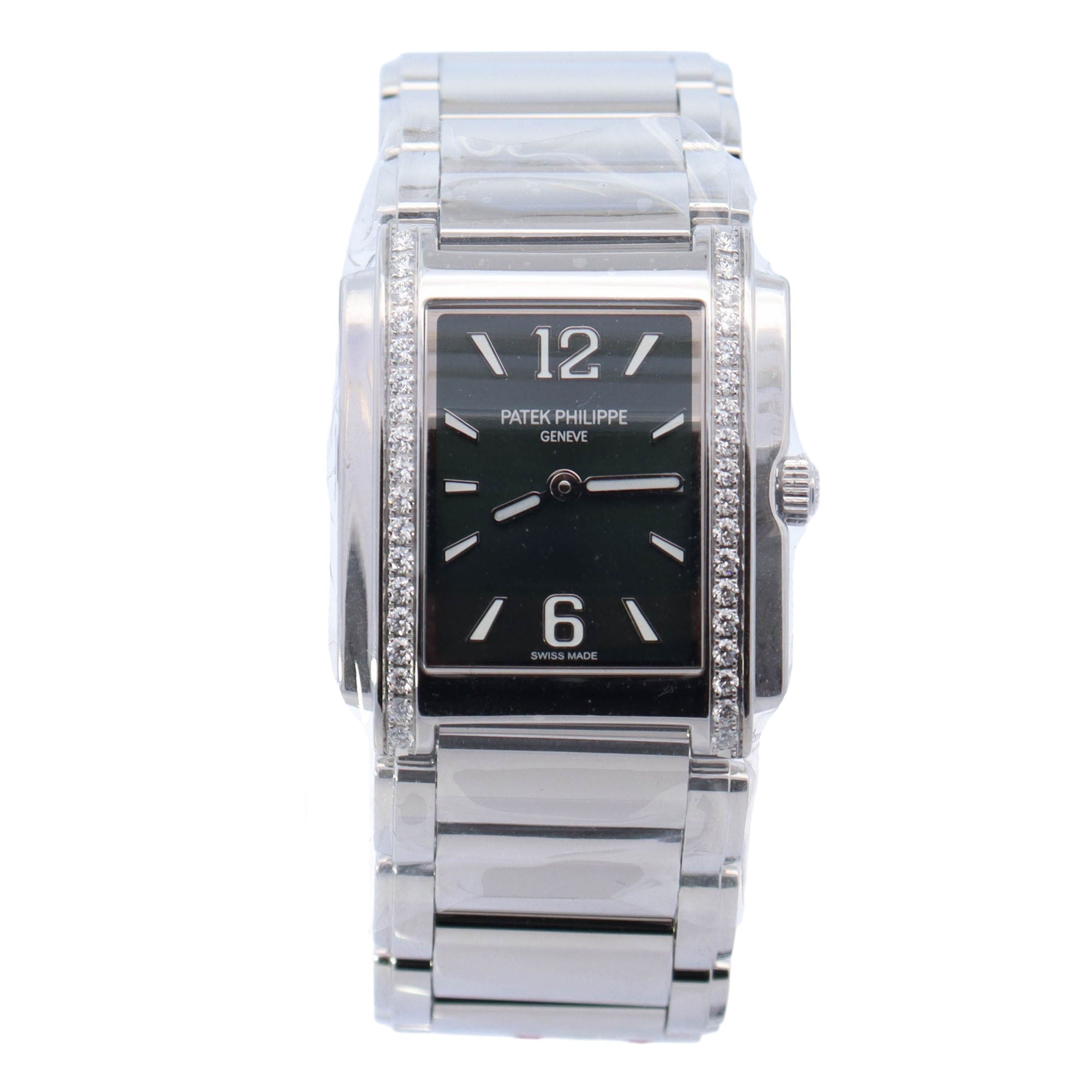 Patek Phillippe Twenty~4 Stainless Steel 25mm x 30mm Green Arabic & Stick Dial Watch Reference# 4910/1200A-011 - Happy Jewelers Fine Jewelry Lifetime Warranty