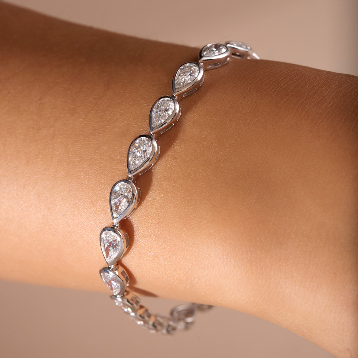 Lab Pear East West Diamond Tennis Bracelet