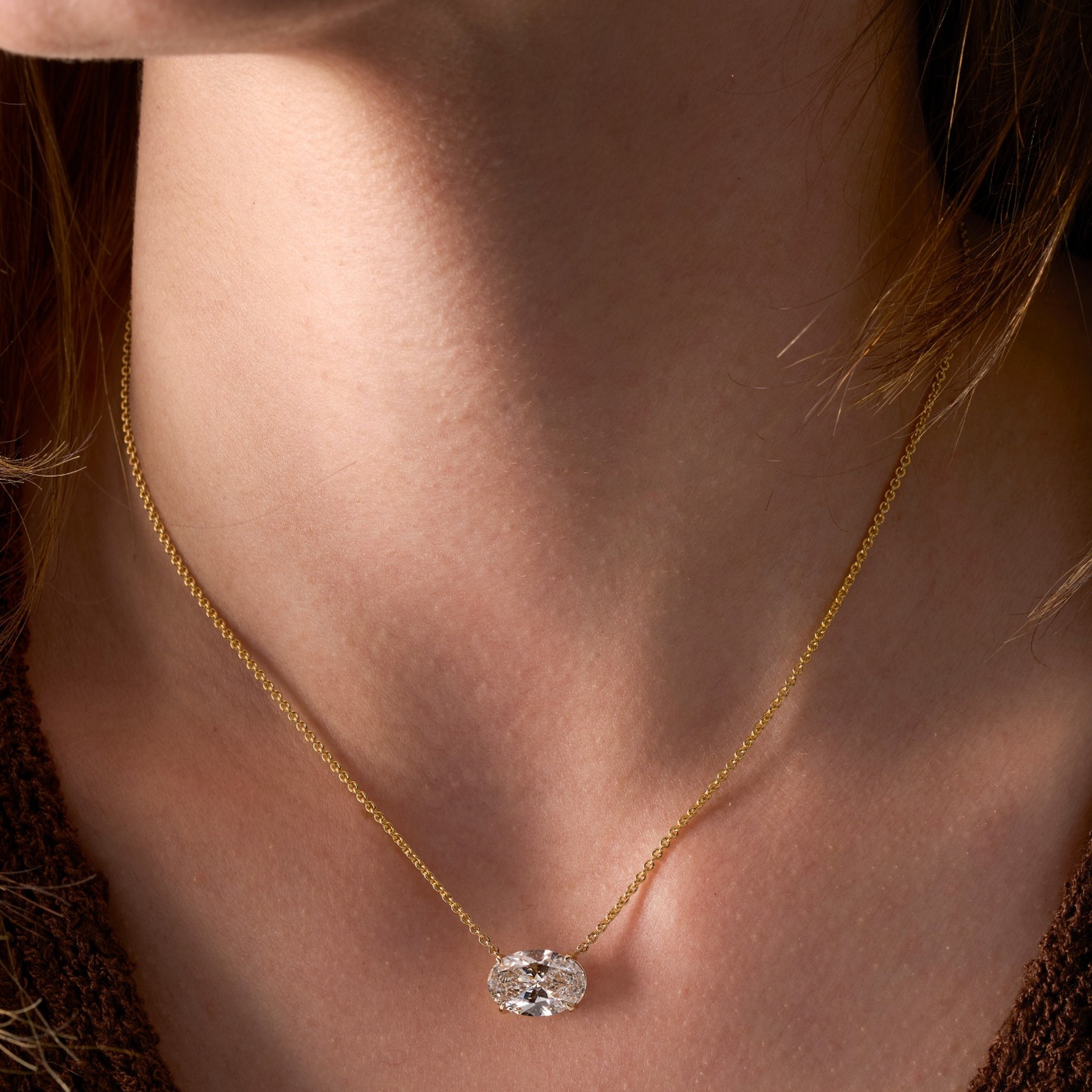 Labgrown East West Oval Diamond Pendant - Happy Jewelers Fine Jewelry Lifetime Warranty