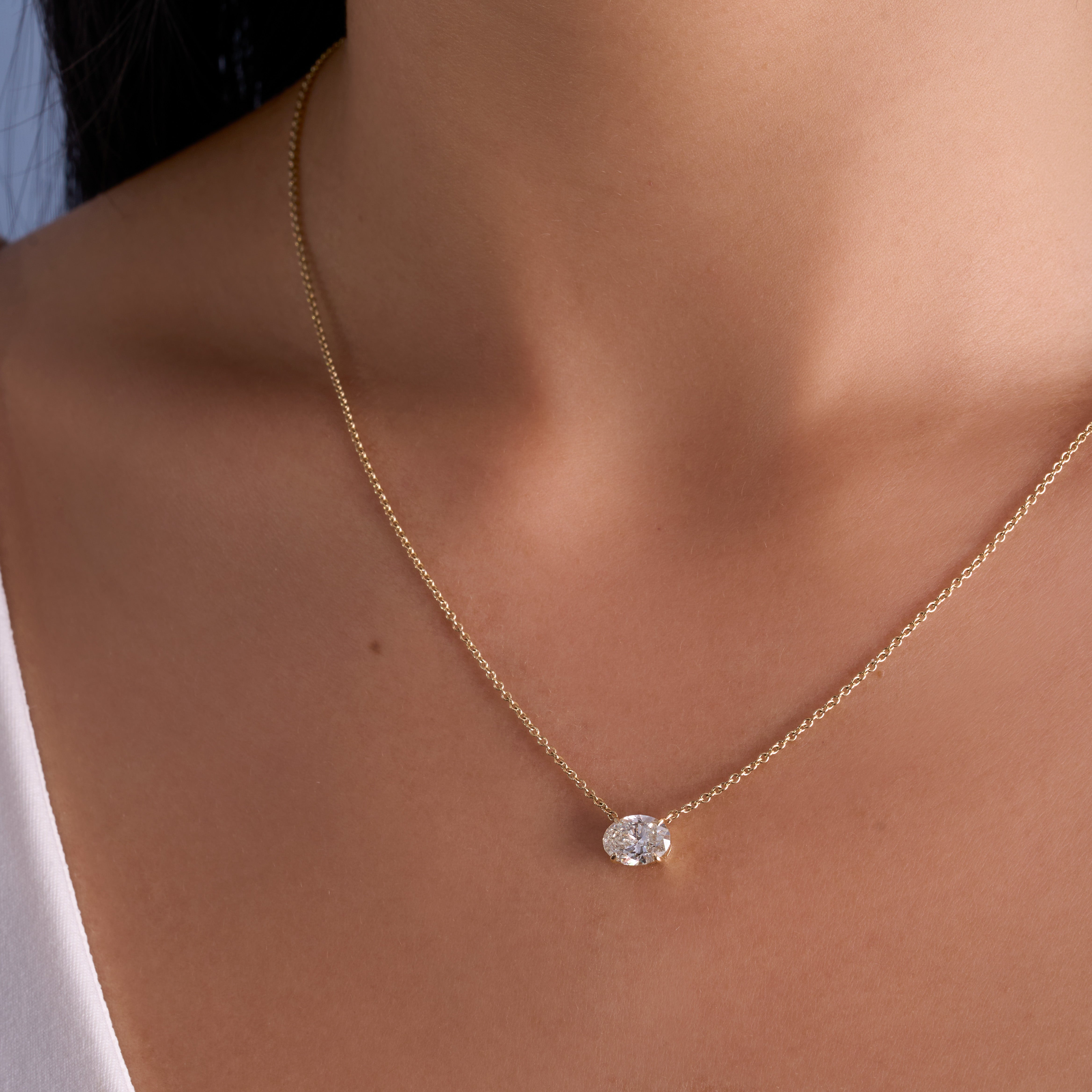 East-West Oval Diamond Pendant