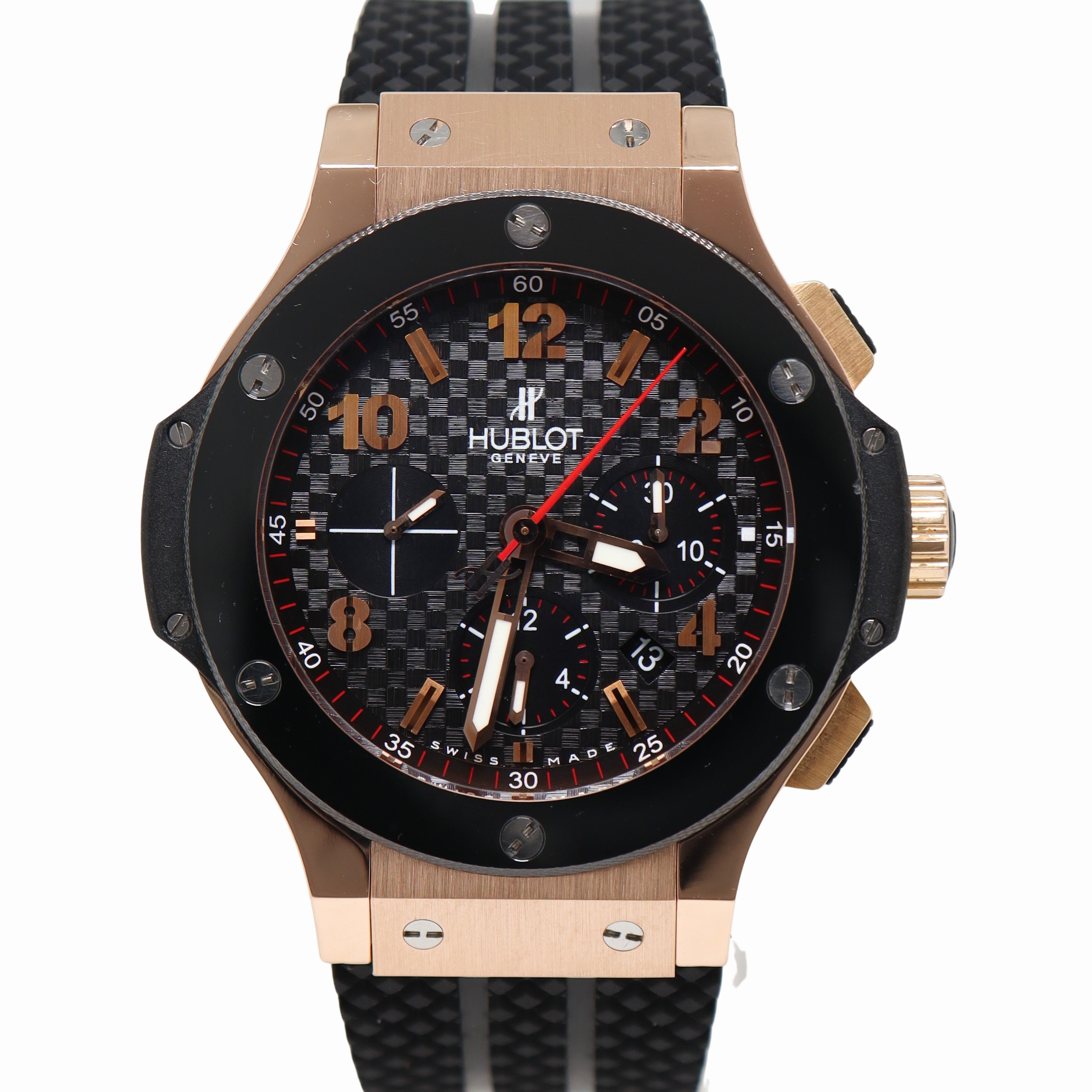 Hublot Big Bang Rose Gold 44mm Black Roman & Stick Dial Watch Reference#: 301.PB.131.RX - Happy Jewelers Fine Jewelry Lifetime Warranty