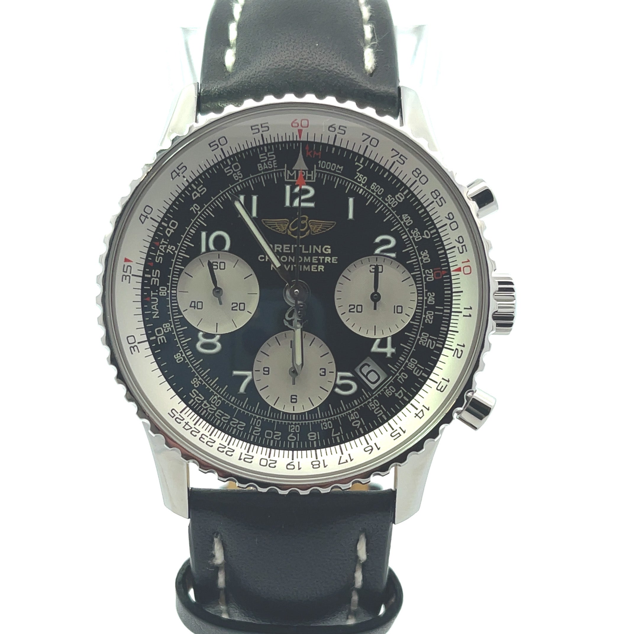 Breitling Nativimer Stainless Steel 42mm Black Chronograph Dial Watch Reference#: A2332212/B637 - Happy Jewelers Fine Jewelry Lifetime Warranty