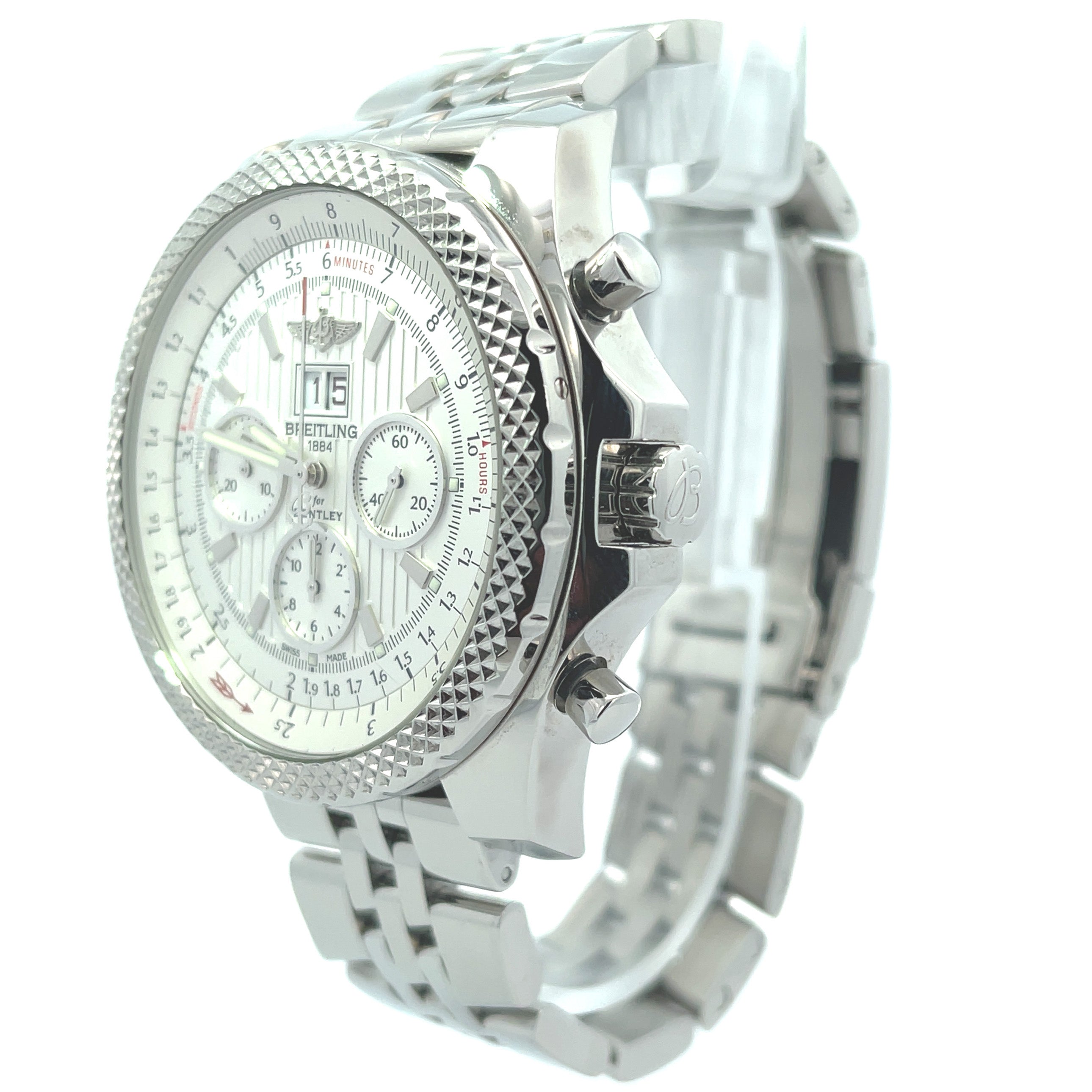 Breitling Bentley 49mm Stainless Steel Ivory Chronograph Dial Watch Reference#: A4436412/G814 - Happy Jewelers Fine Jewelry Lifetime Warranty