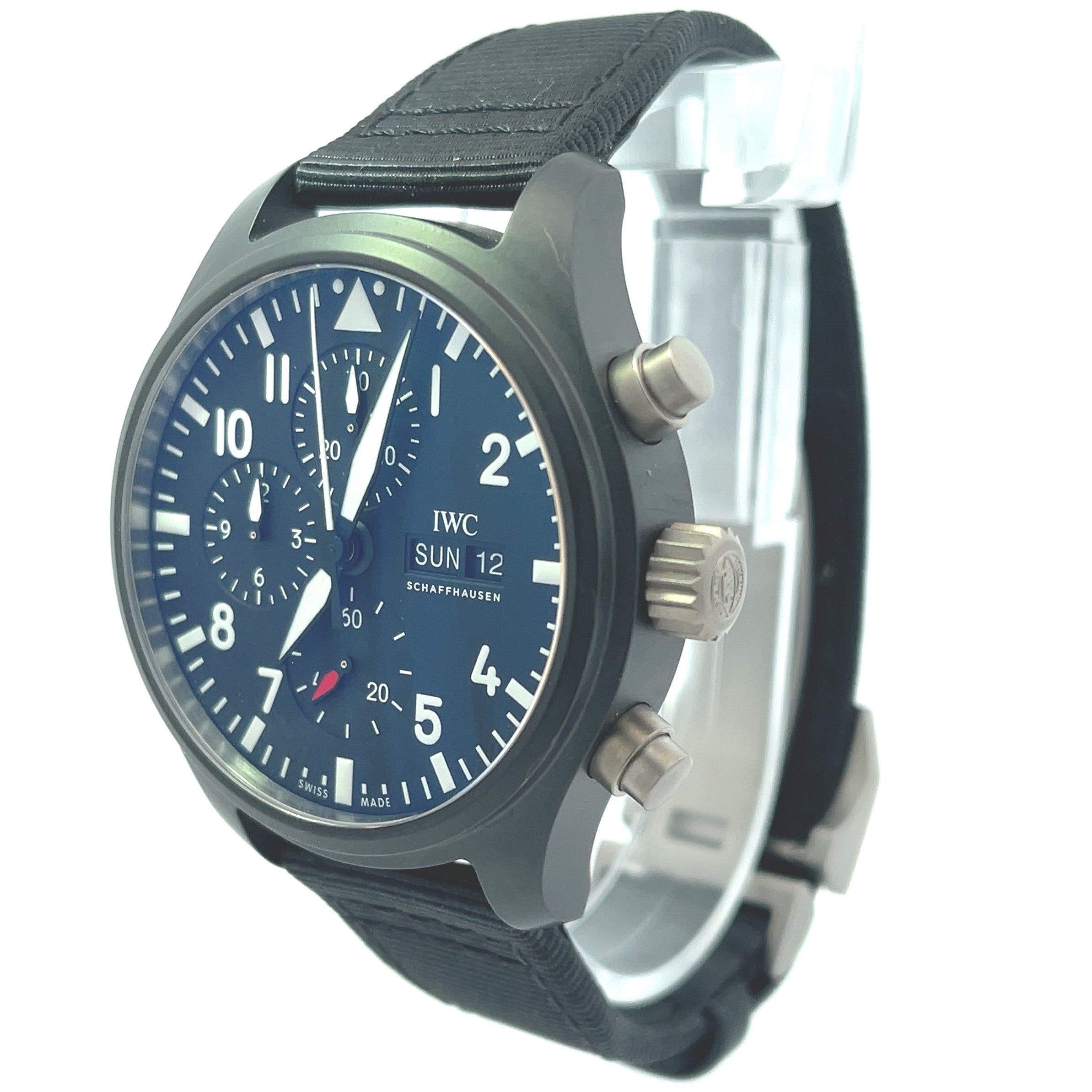 IWC Pilot Top Gun Ceramic 44.5mm Black Chronograph Dial Watch Reference#: IW389101 - Happy Jewelers Fine Jewelry Lifetime Warranty