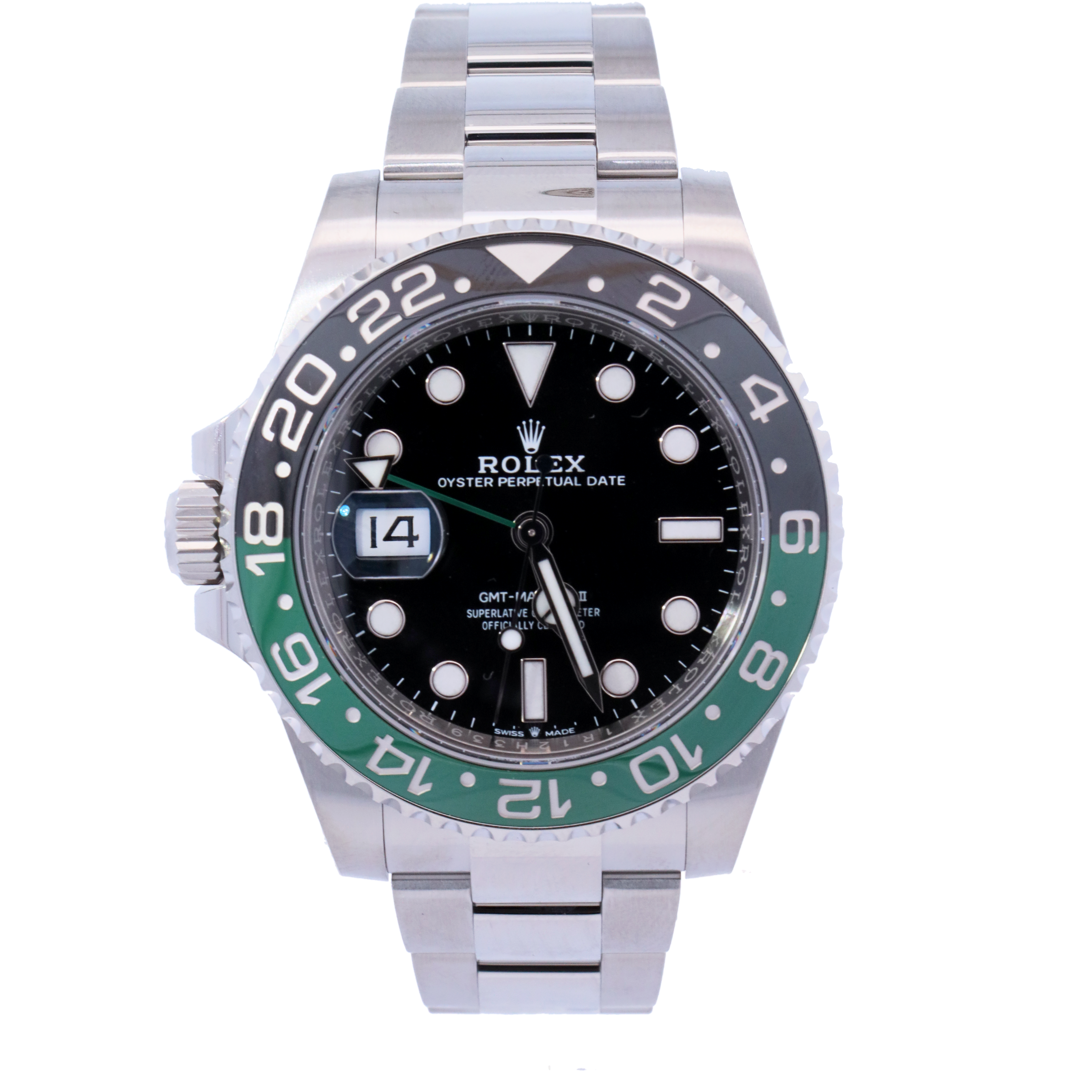 Rolex GMT-Master II "Sprite" Stainless Steel Black Dot Dial Watch | Ref# 126720VTNR - Happy Jewelers Fine Jewelry Lifetime Warranty