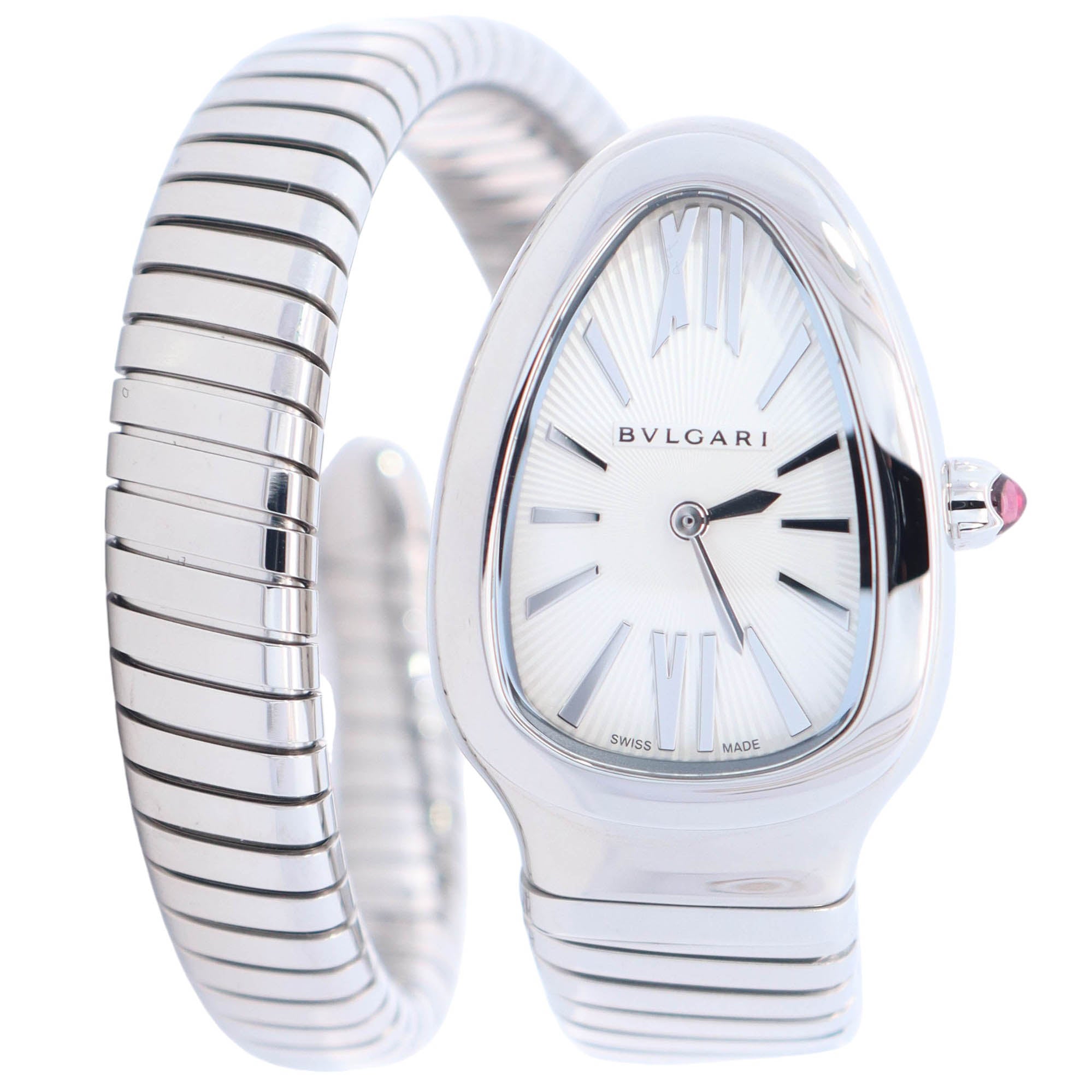 Bvlgari Serpenti Tubagos 35mm White Dial Watch Ref# 101817 - Happy Jewelers Fine Jewelry Lifetime Warranty