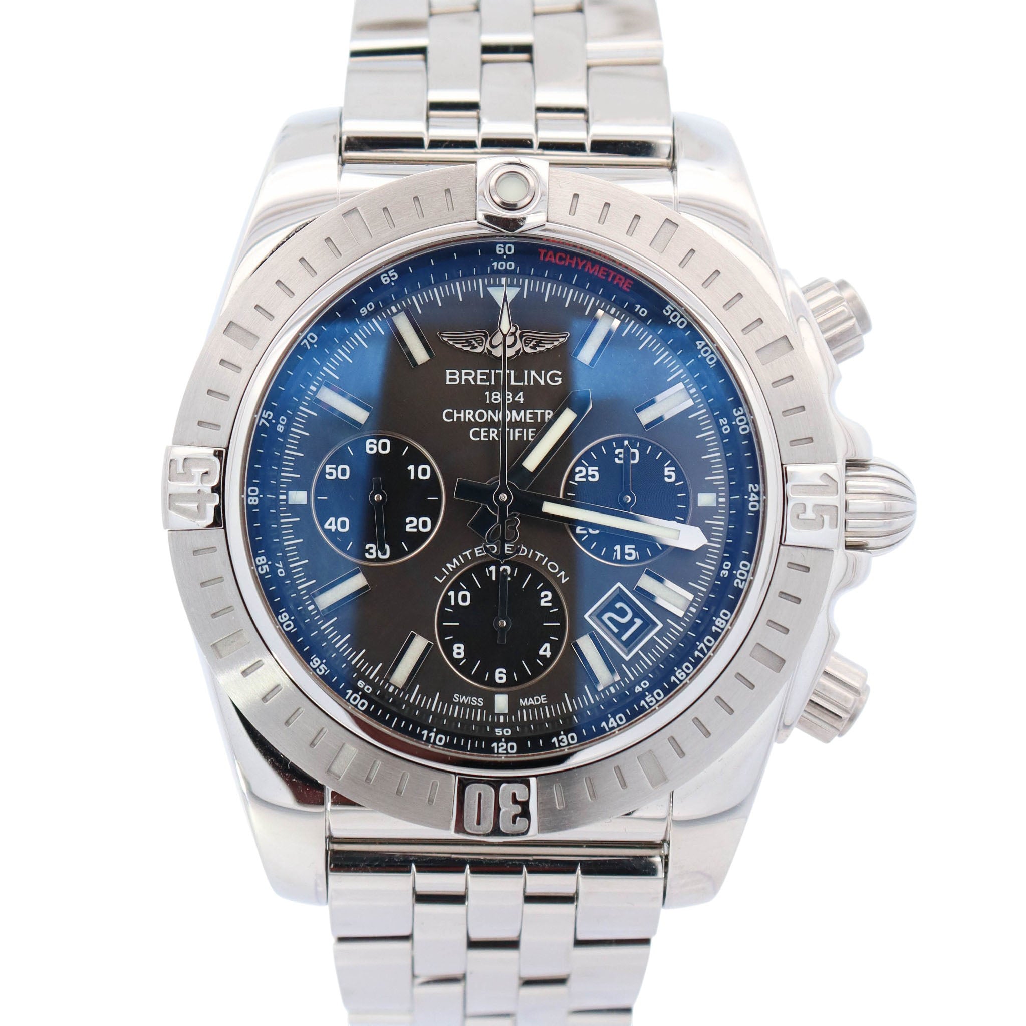 Breitling Chronomat 44mm Grey Dial Watch Ref# AB0115101F1A1 - Happy Jewelers Fine Jewelry Lifetime Warranty