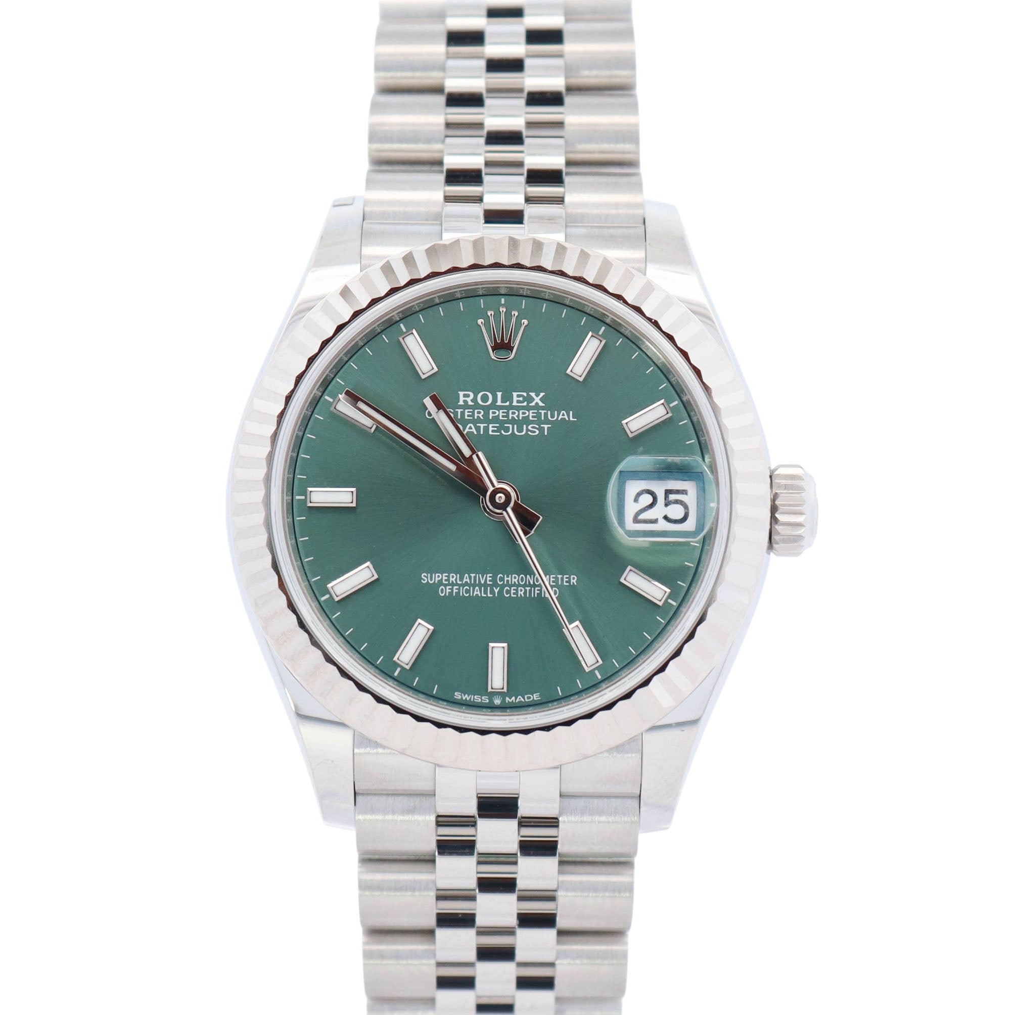 Rolex Datejust 31mm Green Stick Dial Watch Ref# 278274