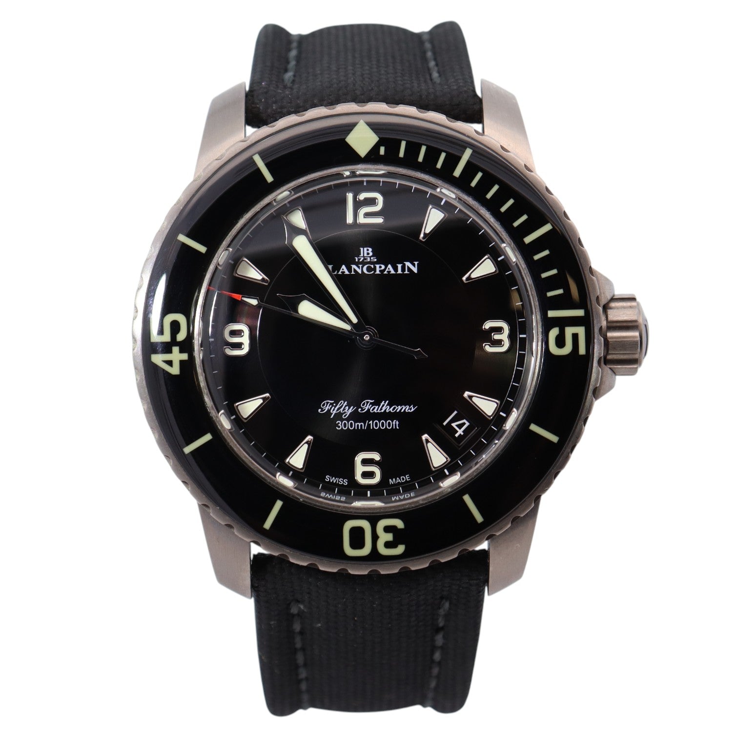 Blancpain Fifty Fathoms 45mm Black Dial Watch Ref# 5015-1130-52A - Happy Jewelers Fine Jewelry Lifetime Warranty