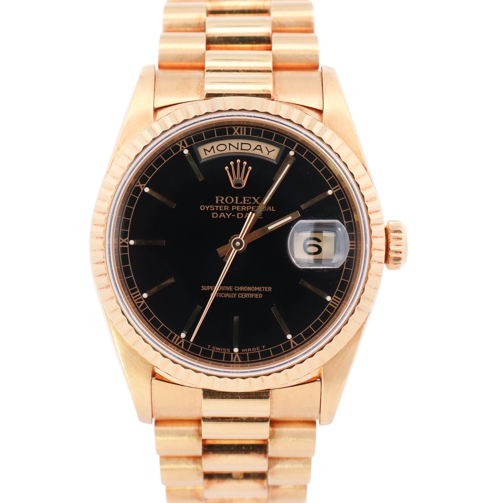 Rolex Day-Date 36mm Black Dial Watch Ref# 18238 – Happy Jewelers