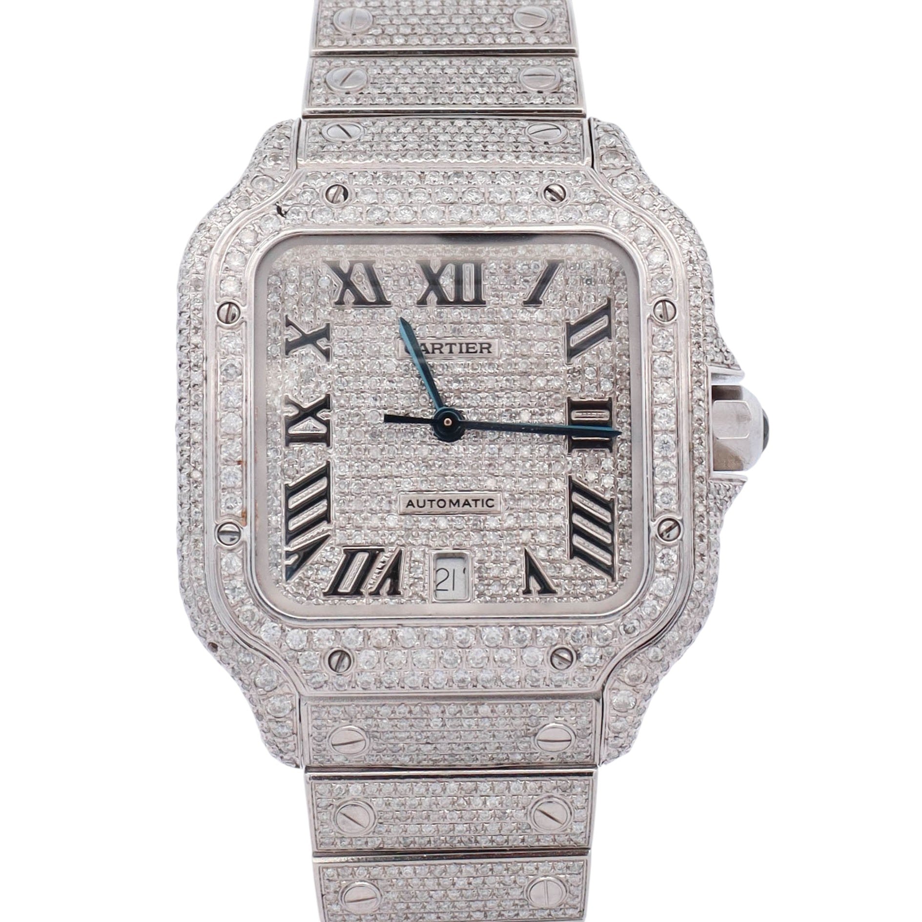 Cartier Santos Iced Out 40mm Iced Out Dial Watch Ref# WSSA0018 - Happy Jewelers Fine Jewelry Lifetime Warranty