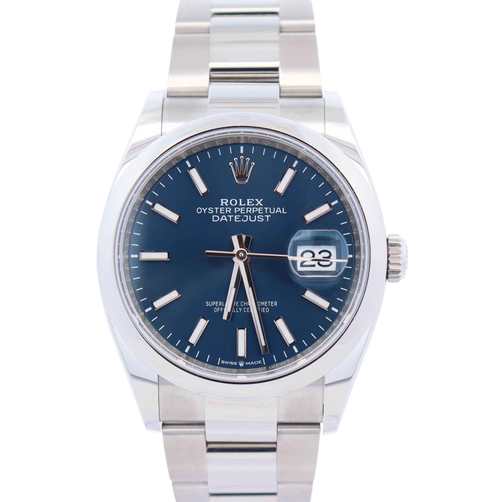 Rolex Datejust 36mm Blue Stick Dial Watch Ref# 126200