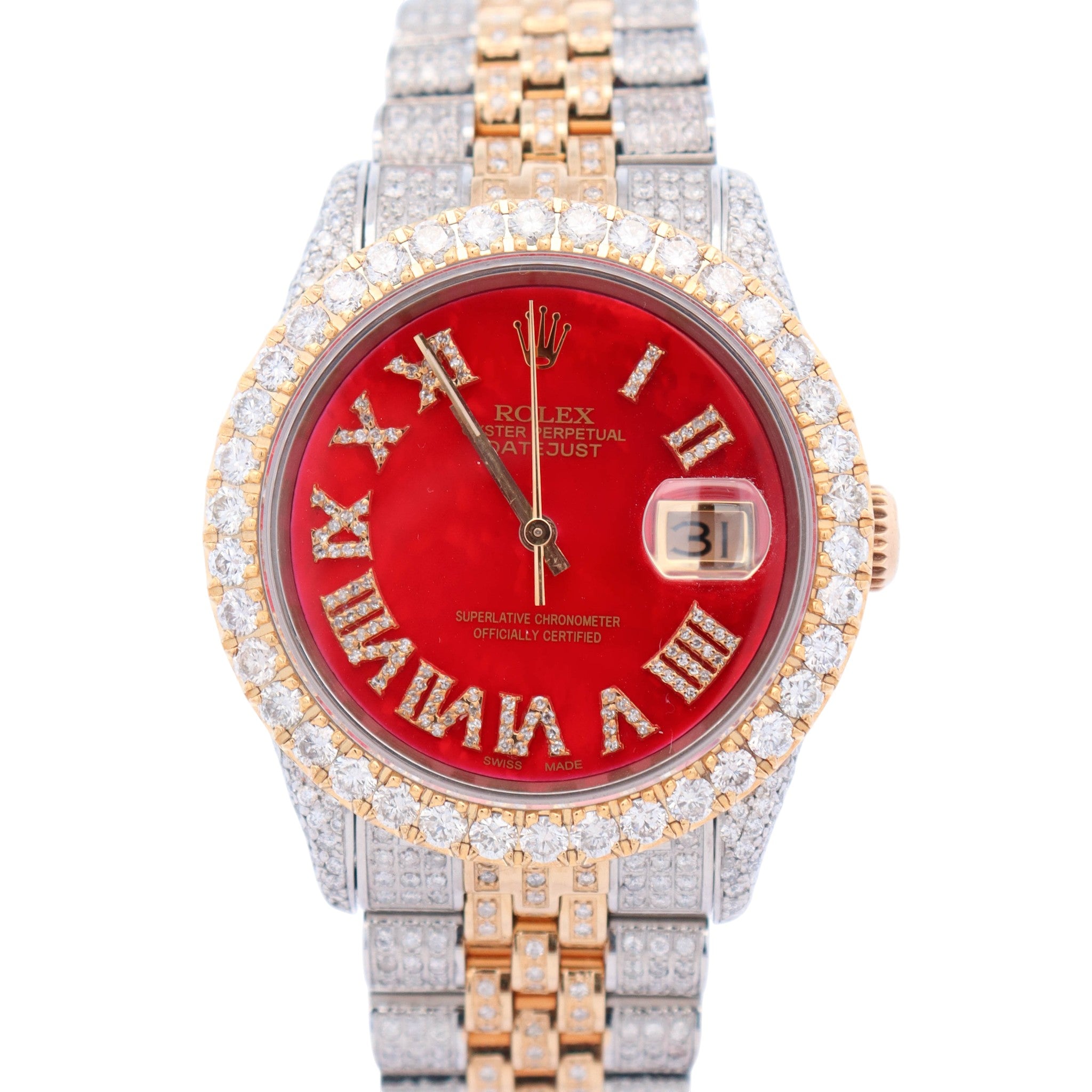 Rolex Datejust 36mm Red Stick Dial Watch Ref# 16233