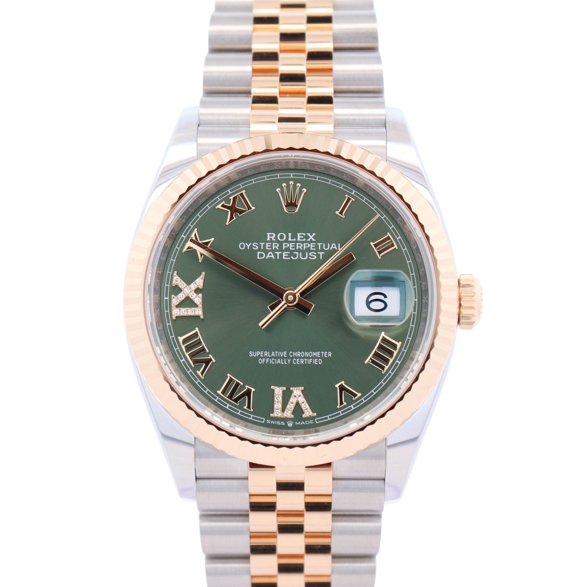 Rolex Datejust 36mm Olive Green Roman Dial Watch Ref# 126233