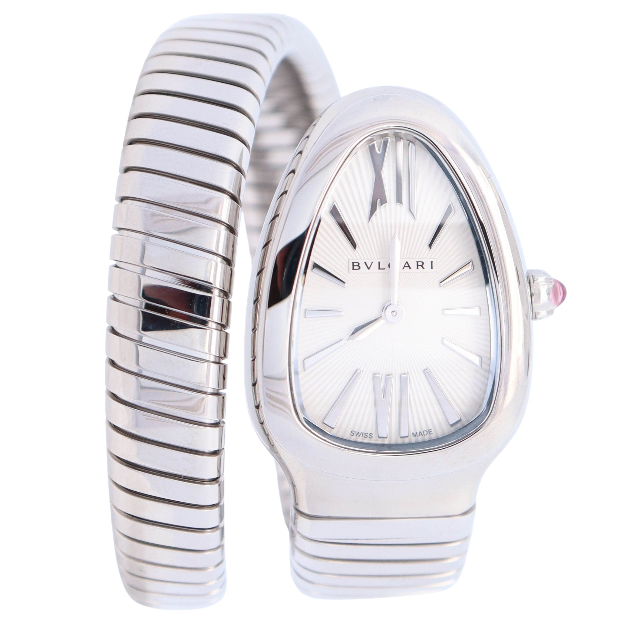 Bvlgari Serpenti 35mm Silver Dial Watch Ref# 101817 – Happy Jewelers