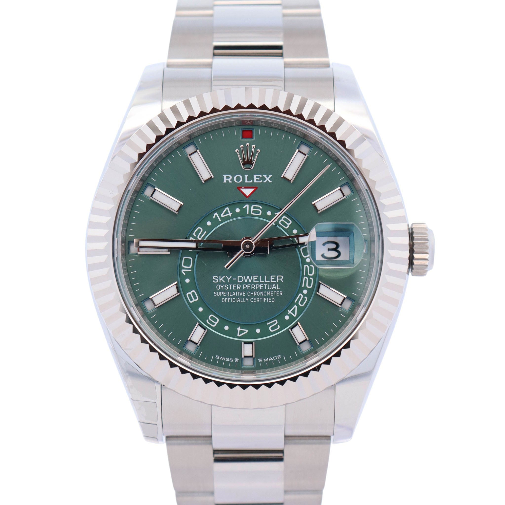 Rolex Sky-Dweller 42mm Green Dial Watch Ref # 336934 - Happy Jewelers Fine Jewelry Lifetime Warranty