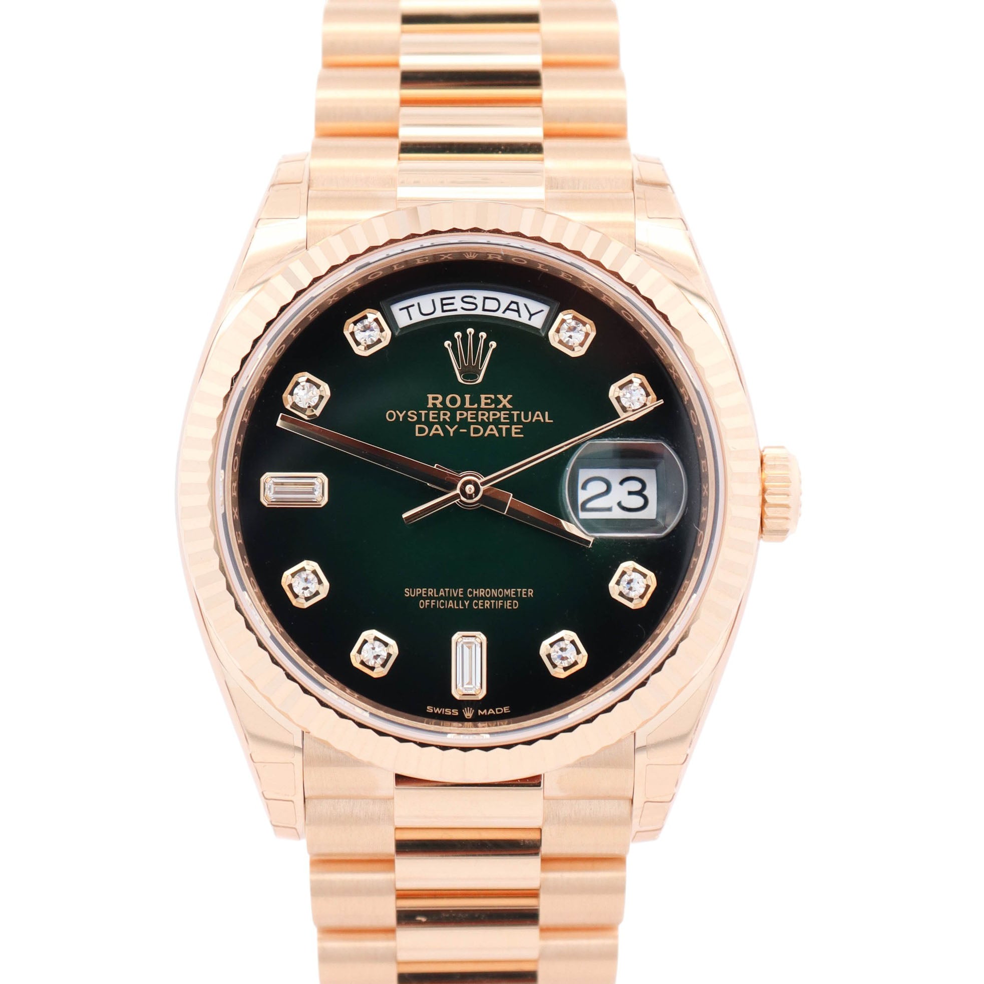 Rolex Day-Date 36mm Green Dial Watch Ref# 128238